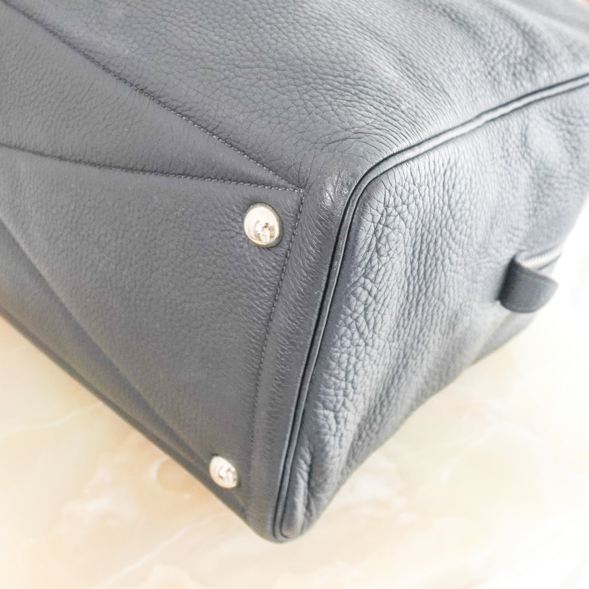 Hermes Victoria Handbag 43: Black Leather Palladium Hardware (RRP £3500) | Authentic Preloved