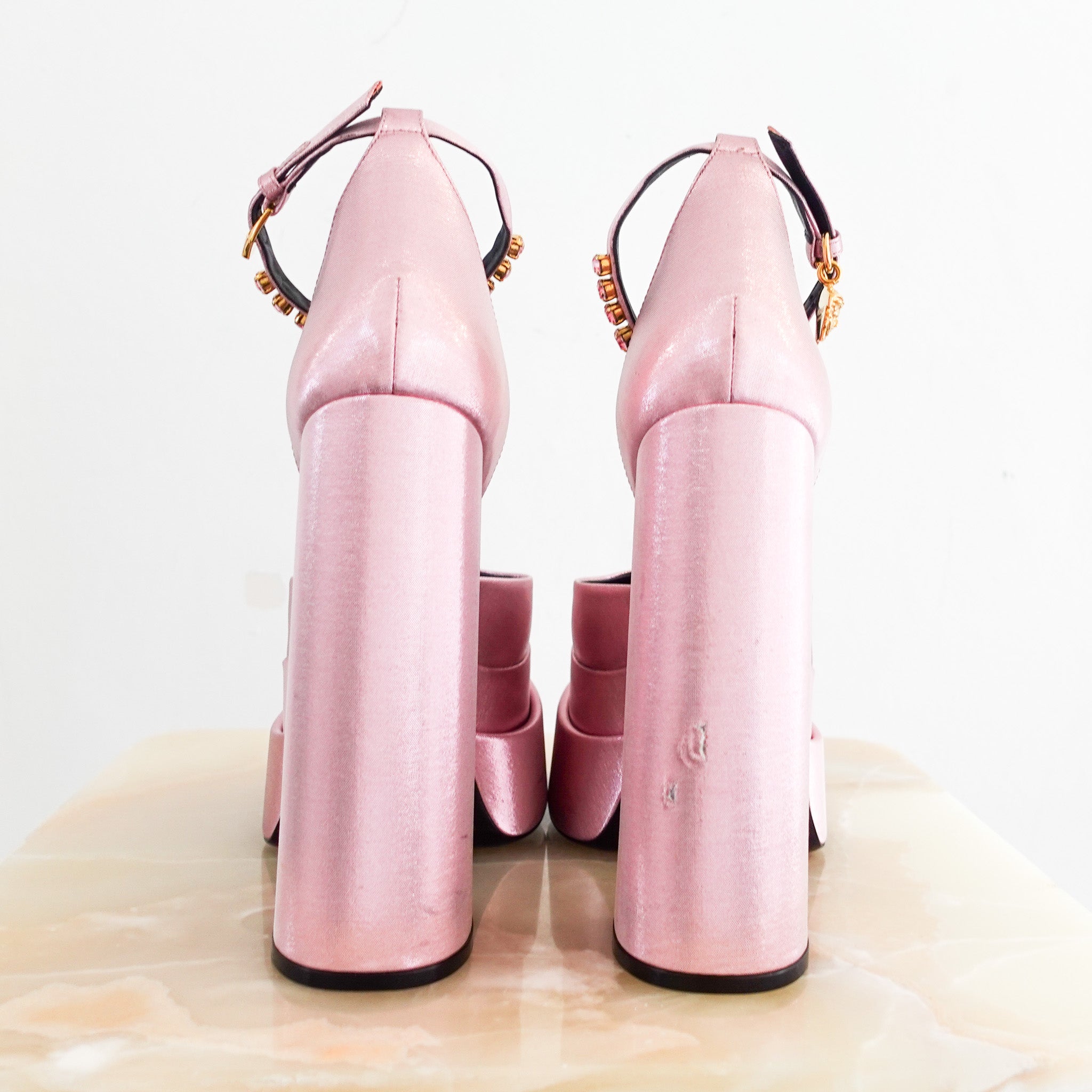 Versace Embellished platform heels RRP £400