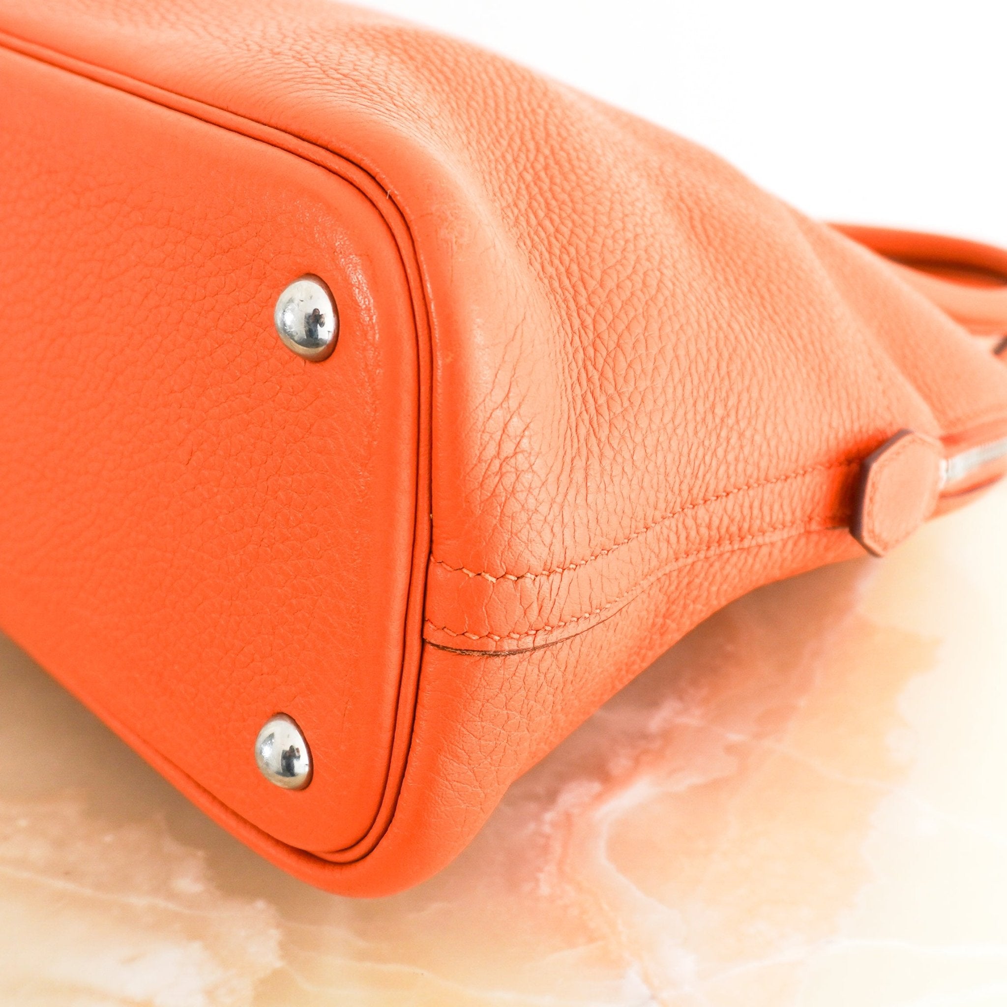 Hermès Orange Bolide 31 Bag in Togo leather and Palladium Hardware | Authentic Preloved - Reloved Again