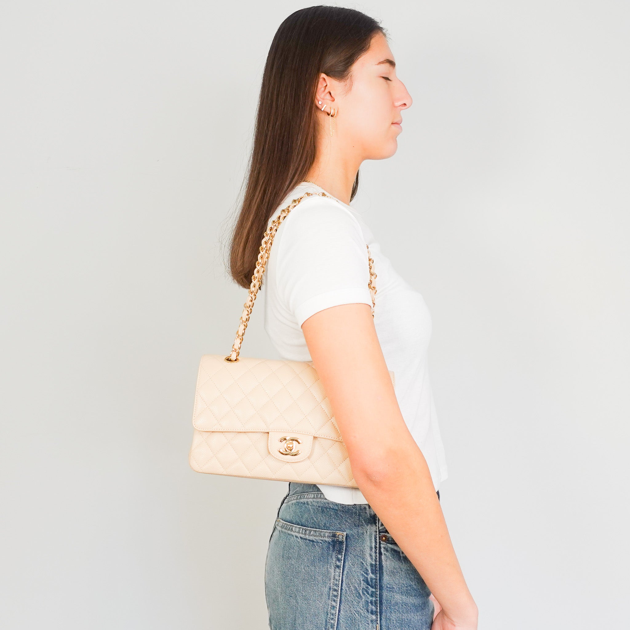 Chanel Caviar Medium Double Flap Beige Bag RRP £10500 | Authentic Preloved - Reloved Again