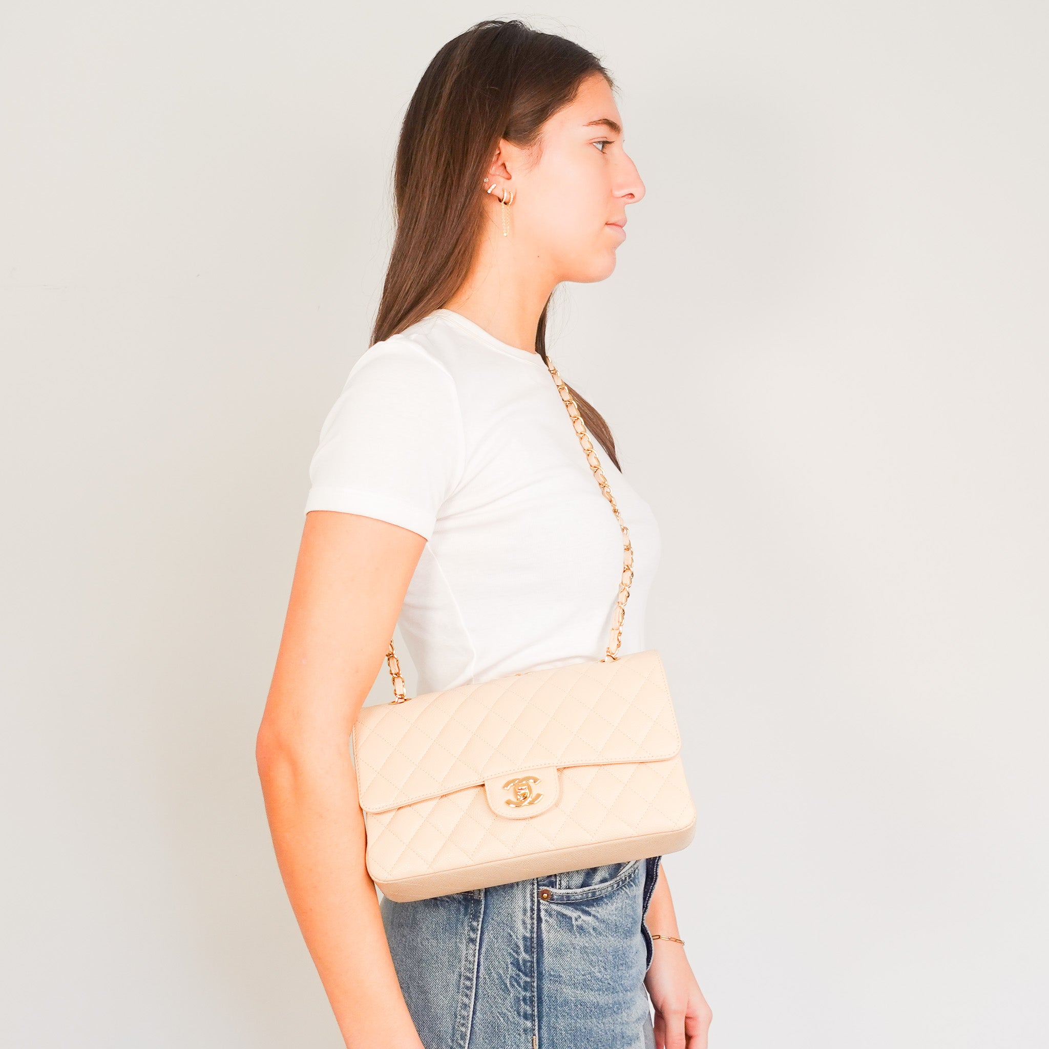 Chanel Caviar Medium Double Flap Beige Bag RRP £10500 | Authentic Preloved - Reloved Again