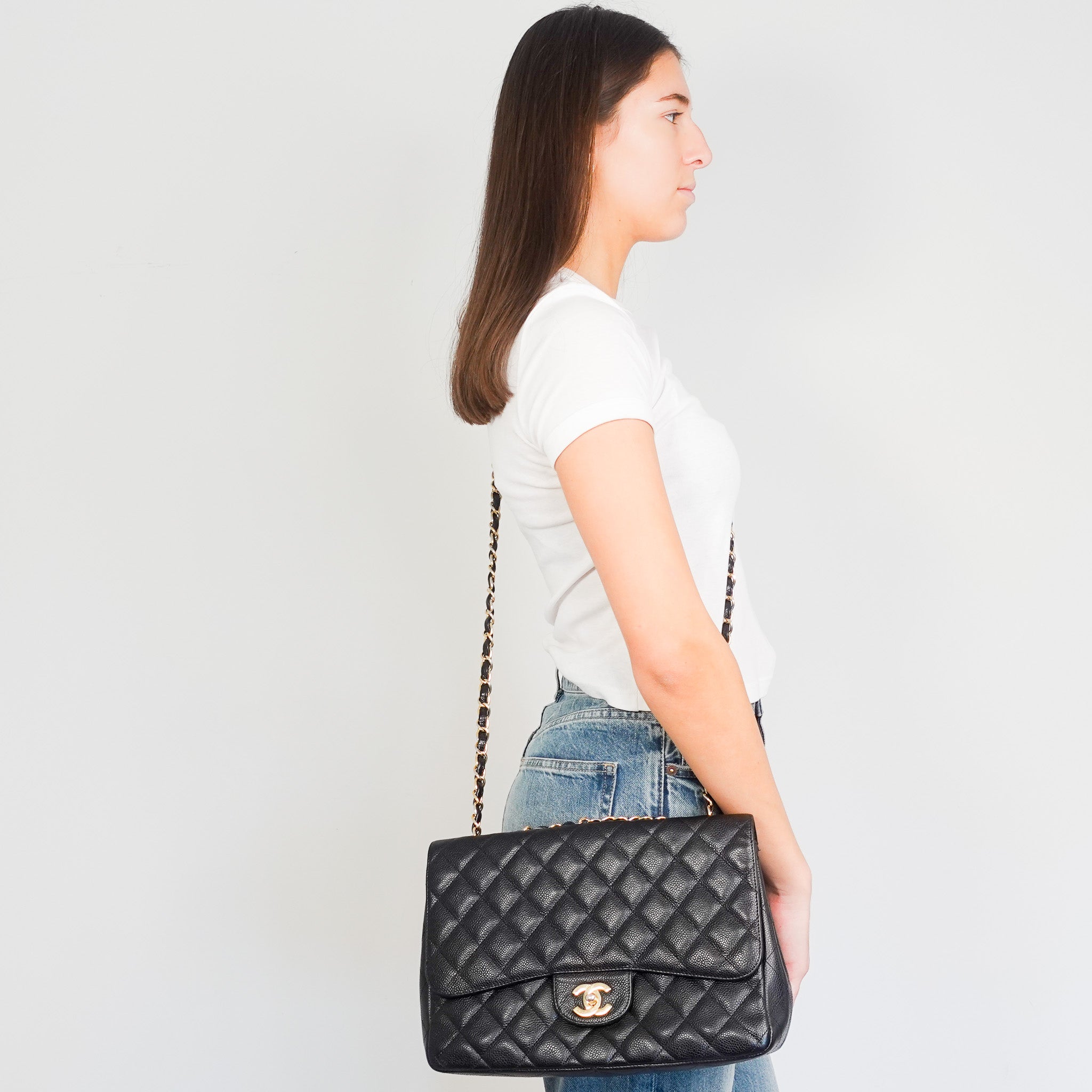 Chanel Jumbo Caviar Classic Single Flap Bag RRP £9500 | Authentic Preloved - Reloved Again