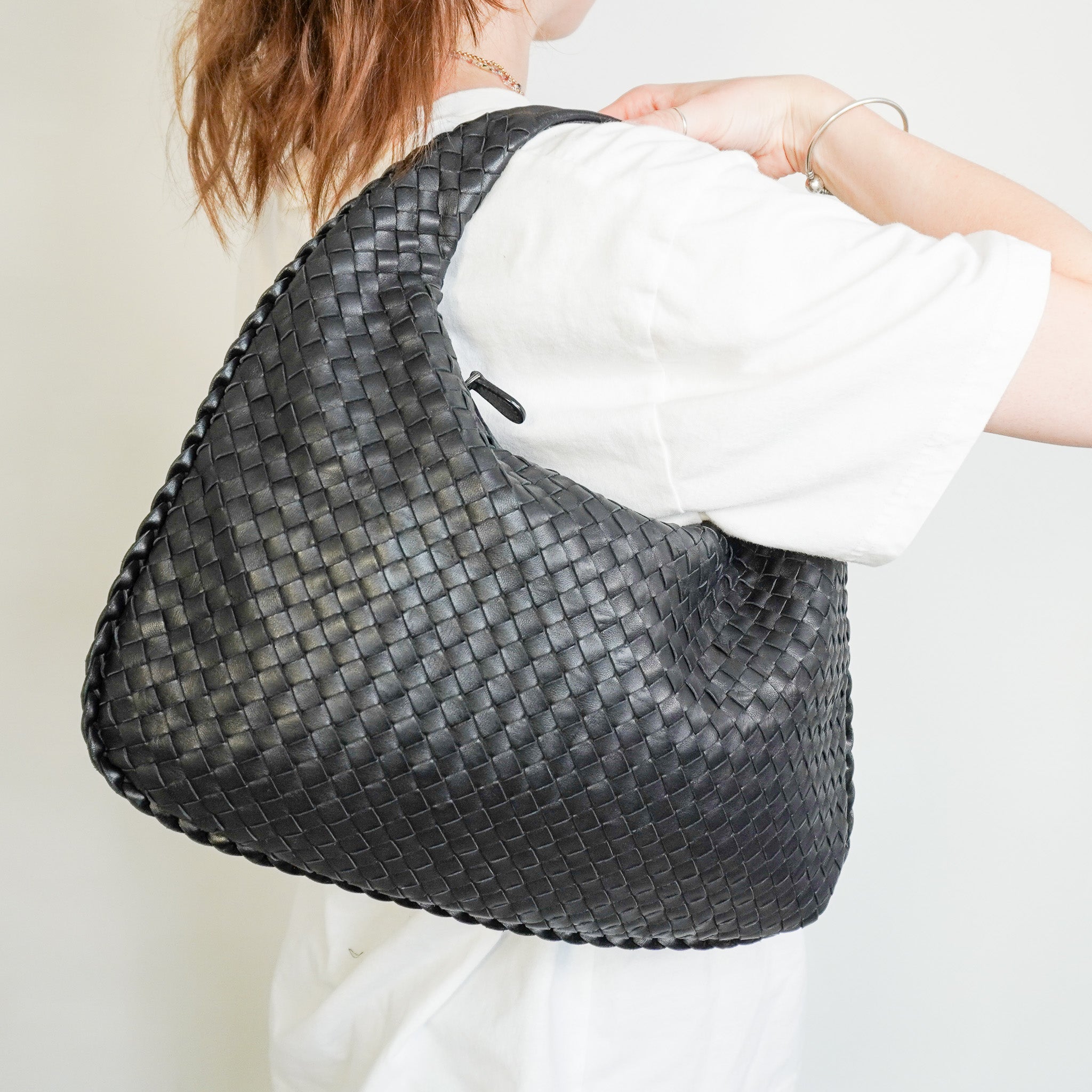Bottega Veneta Small Intrecciato Black Leather Hobo Bag RRP £3,400 | Authentic Preloved