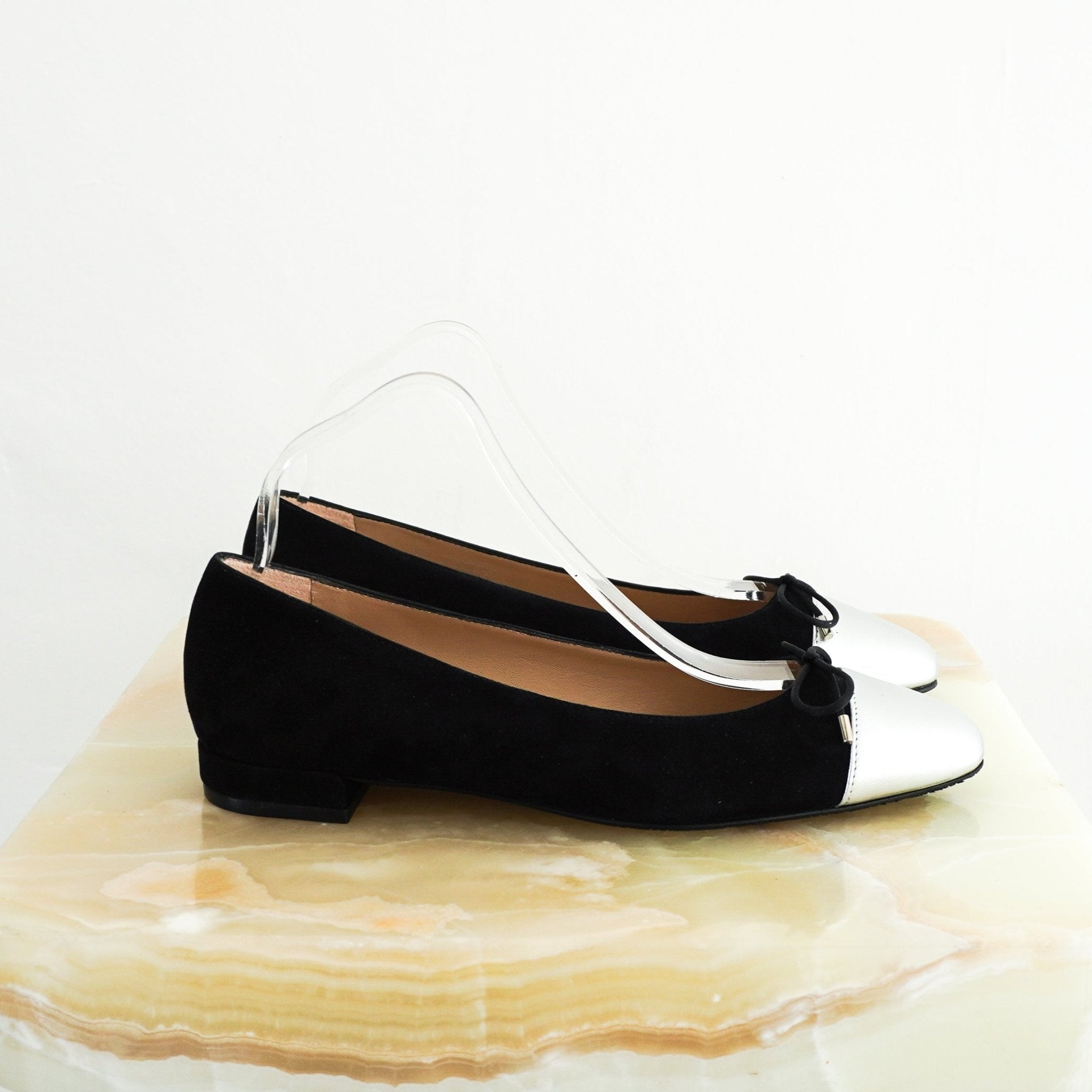 NEW Stuart Weitzman Black Sleek Bow Ballet Flats RRP £128 | Authentic Preloved - Reloved Again