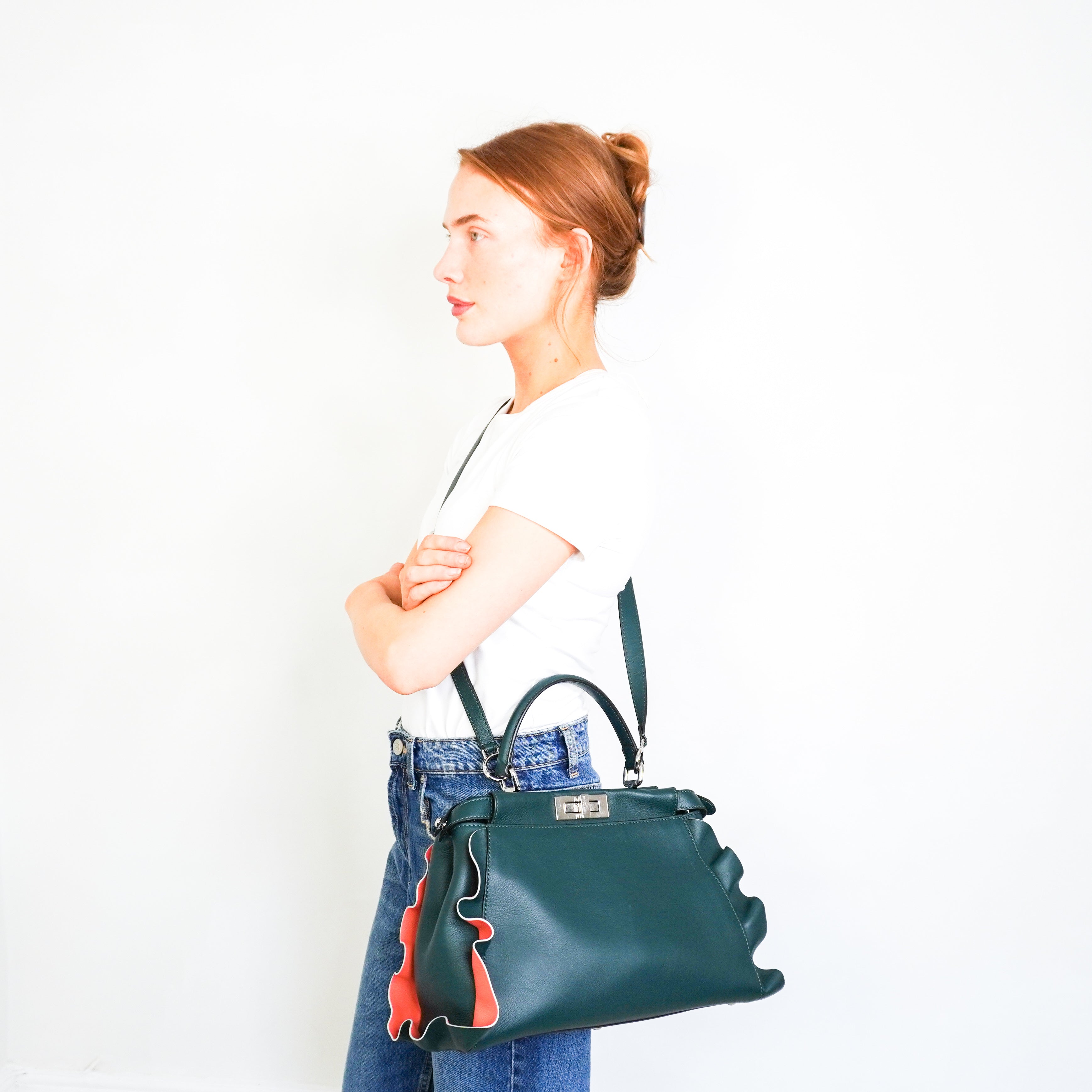 Fendi Medium Peekaboo Wave Bag in Teal RRP £3000 | Authentic Preloved