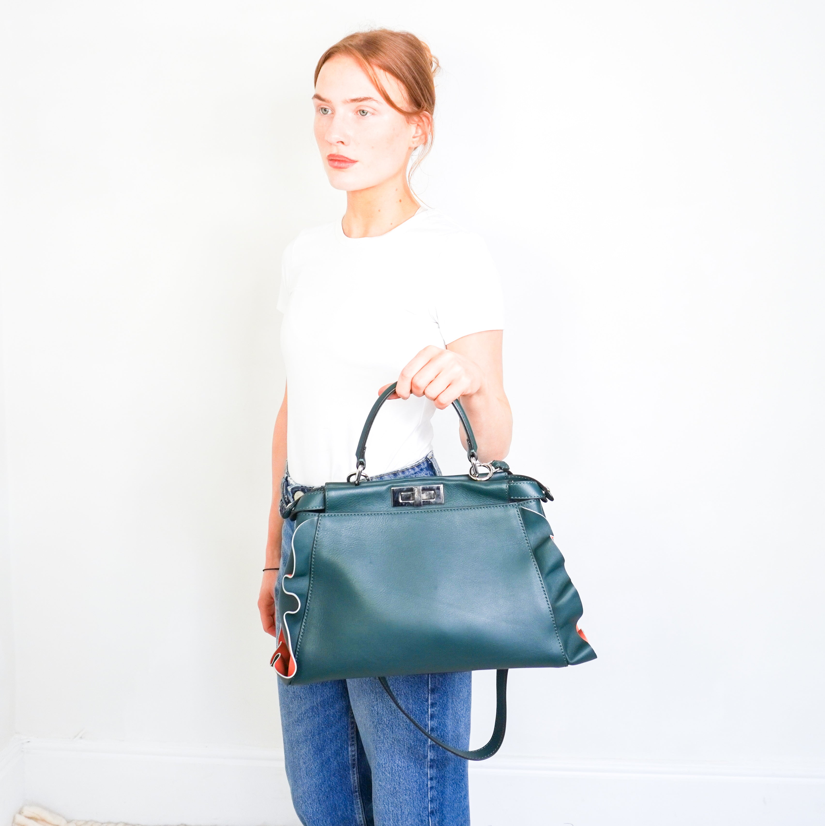 Fendi Medium Peekaboo Wave Bag in Teal RRP £3000 | Authentic Preloved