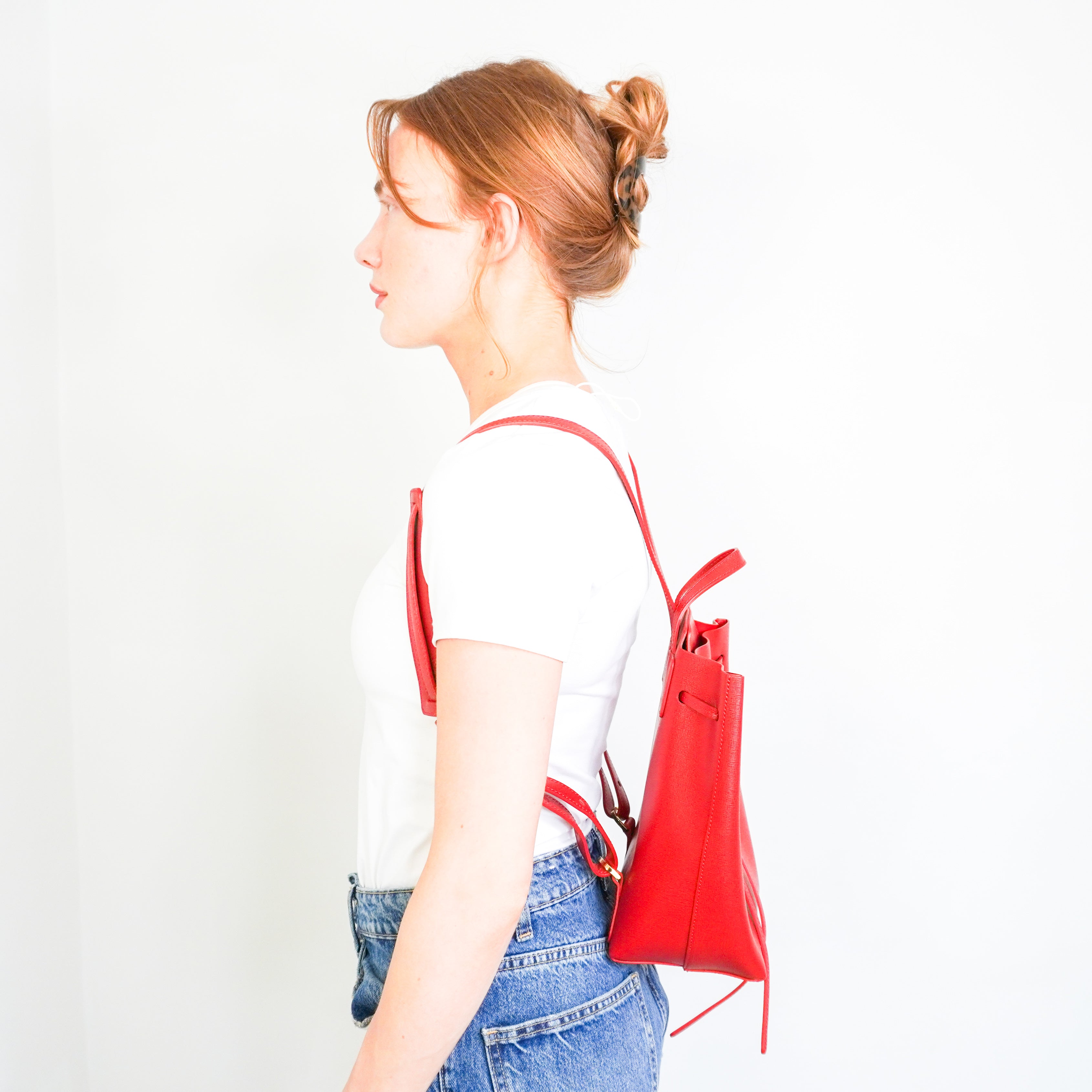 Mansur Gavriel Red Leather Backpack RRP £525 | Authentic Preloved