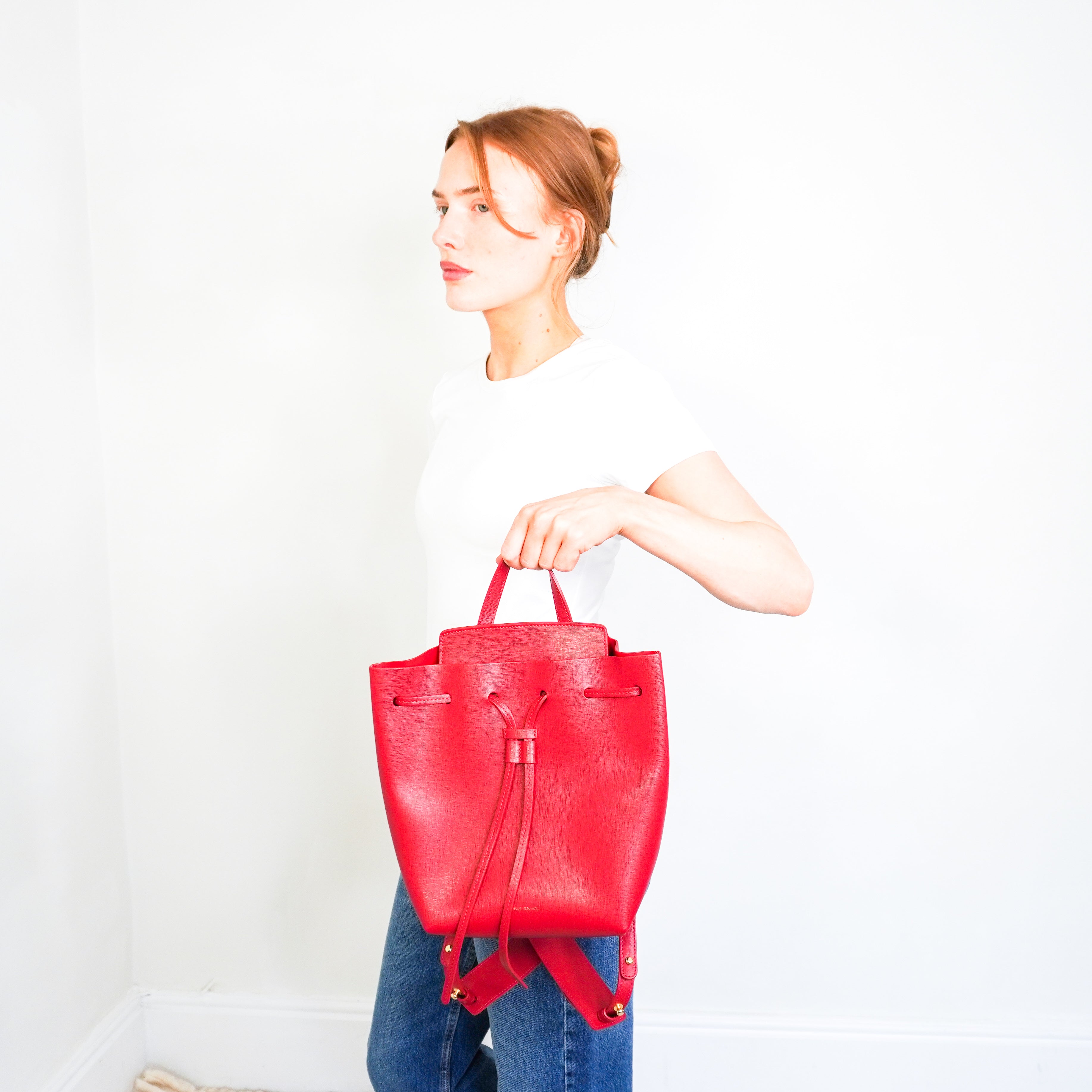 Mansur Gavriel Red Leather Backpack RRP £525 | Authentic Preloved