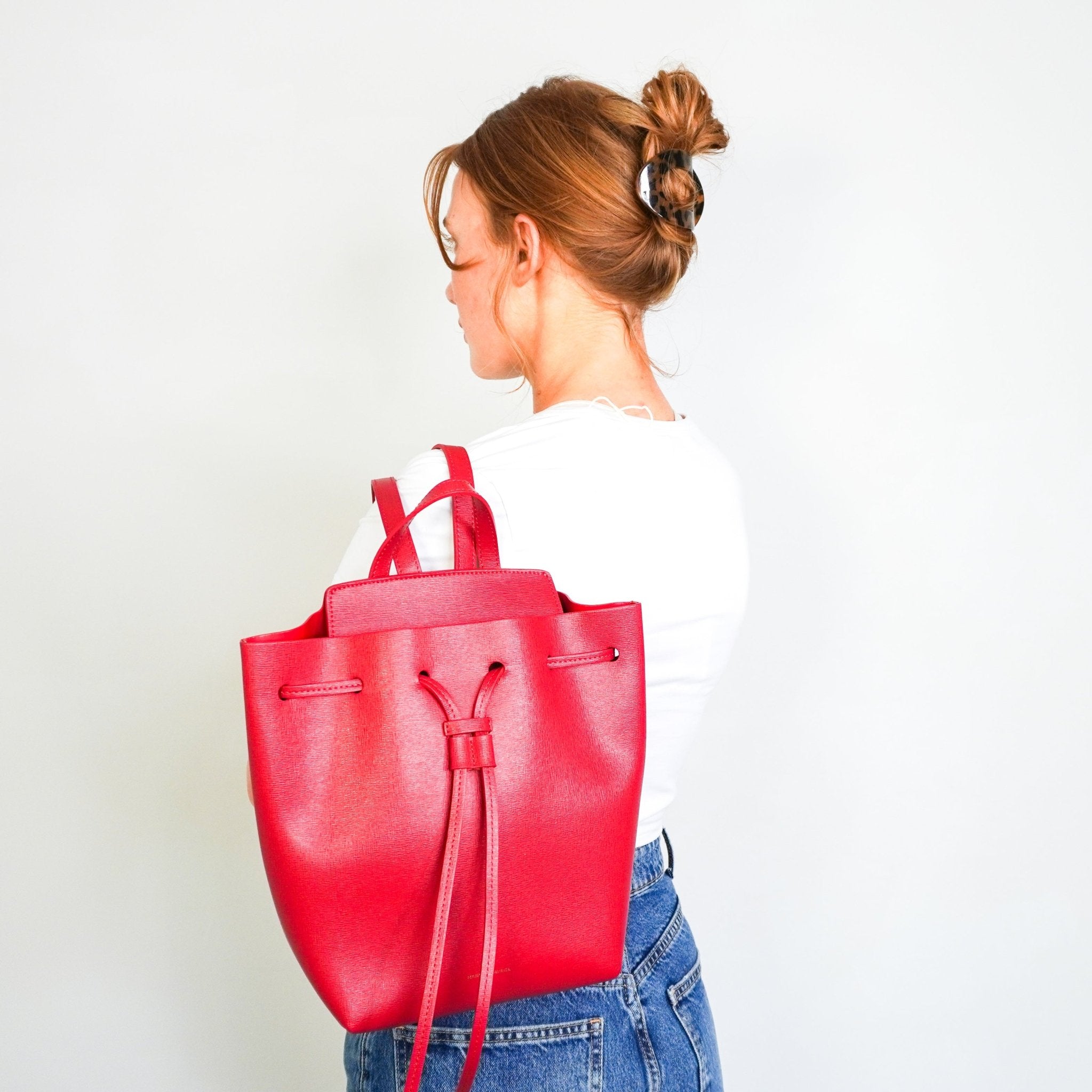 Mansur Gavriel Red Leather Backpack RRP £525 | Authentic Preloved