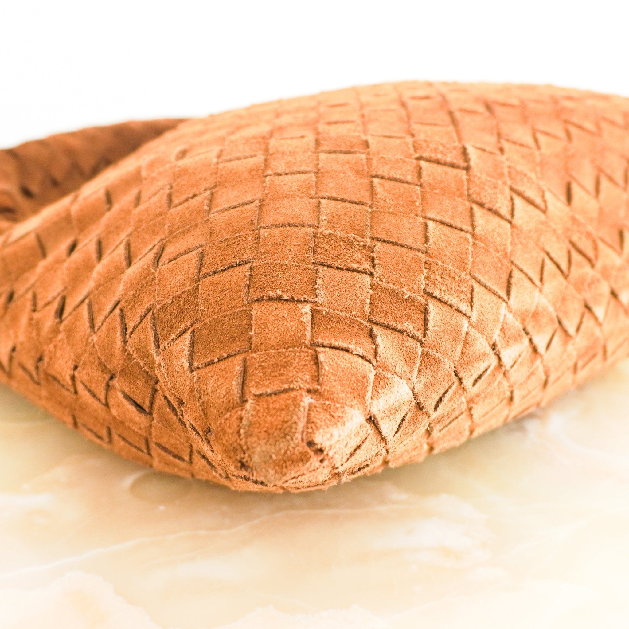 Bottega Veneta Intrecciato Medium Hop Suede Shoulder Bag in Tan RRP £3370 | Authentic Preloved - Reloved Again