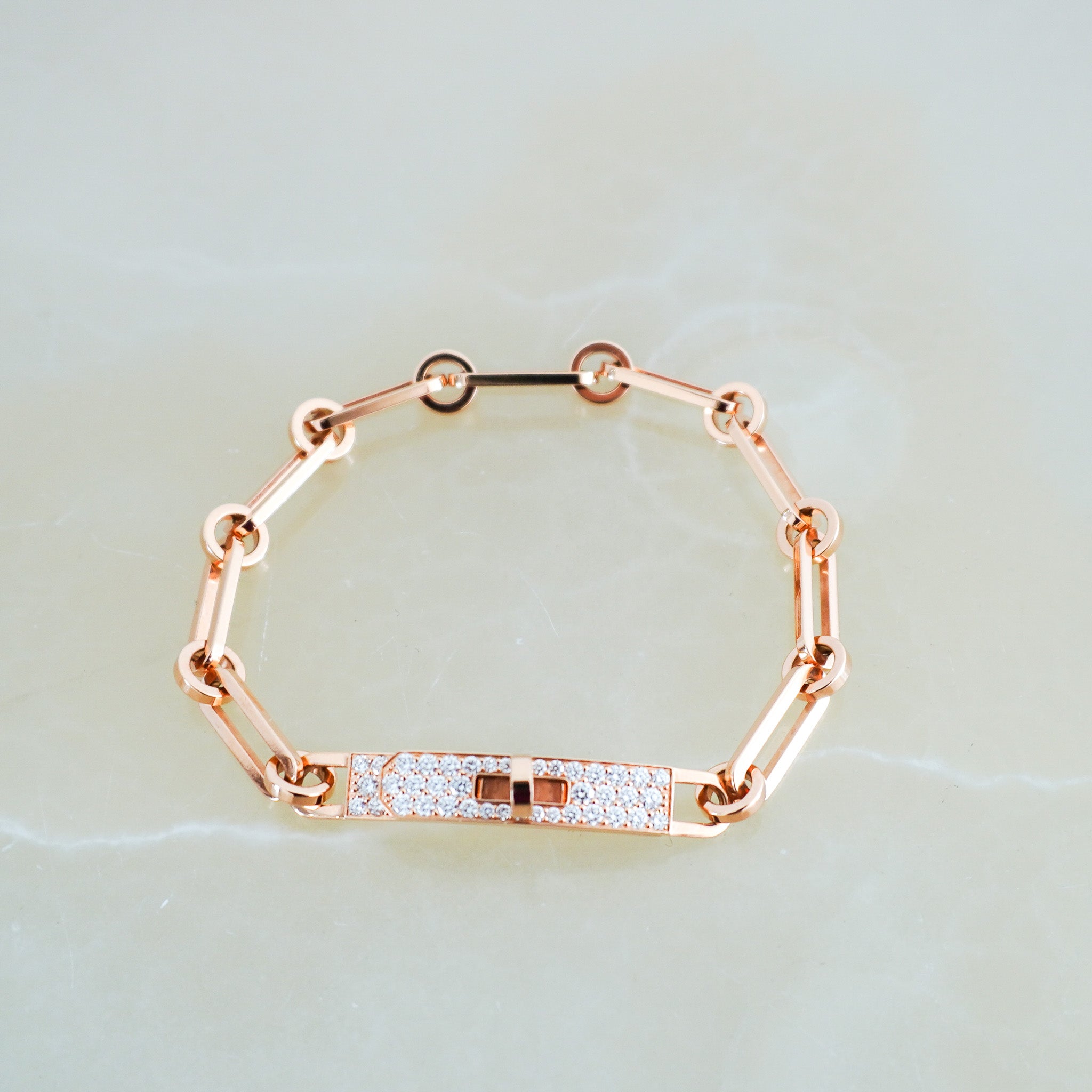 CURRENT SEASON Hermes Kelly Chaine Rose Gold and Diamonds Bracelet RRP £9710 | Authentic Preloved FINAL SALE - Reloved Again