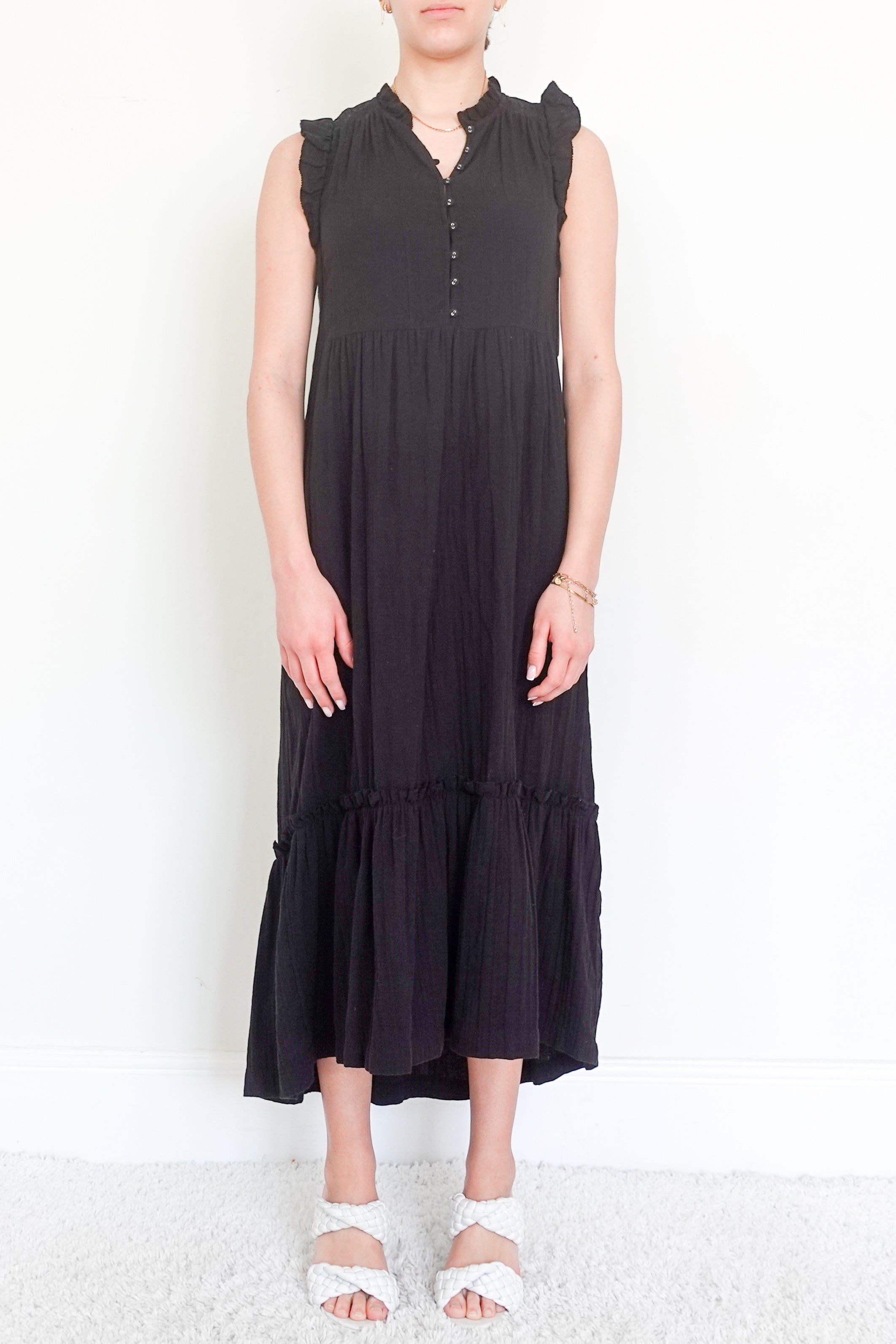 Black ruffle maxi dress RRP £150 final sale no returns