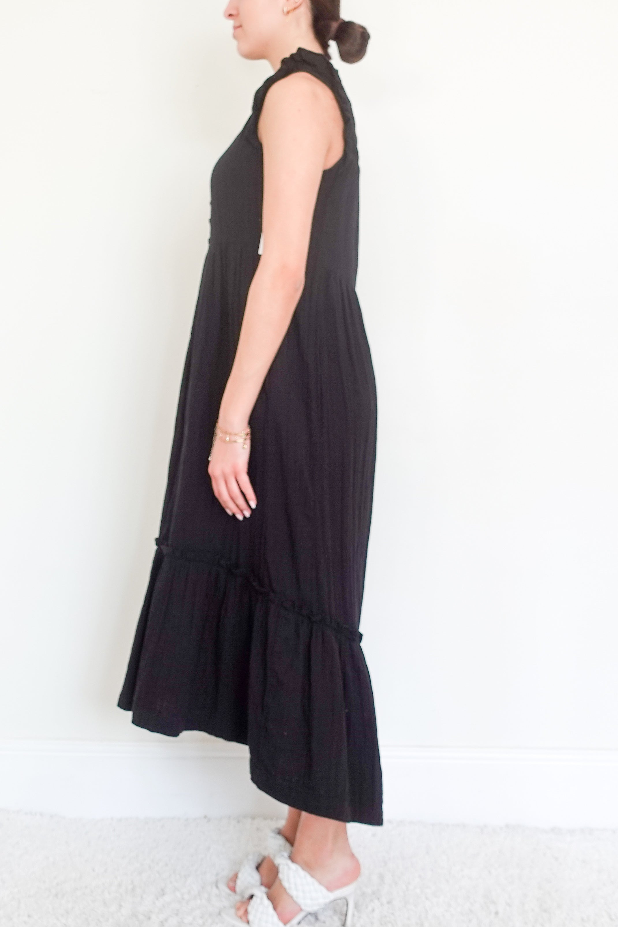 Black ruffle maxi dress RRP £150 final sale no returns