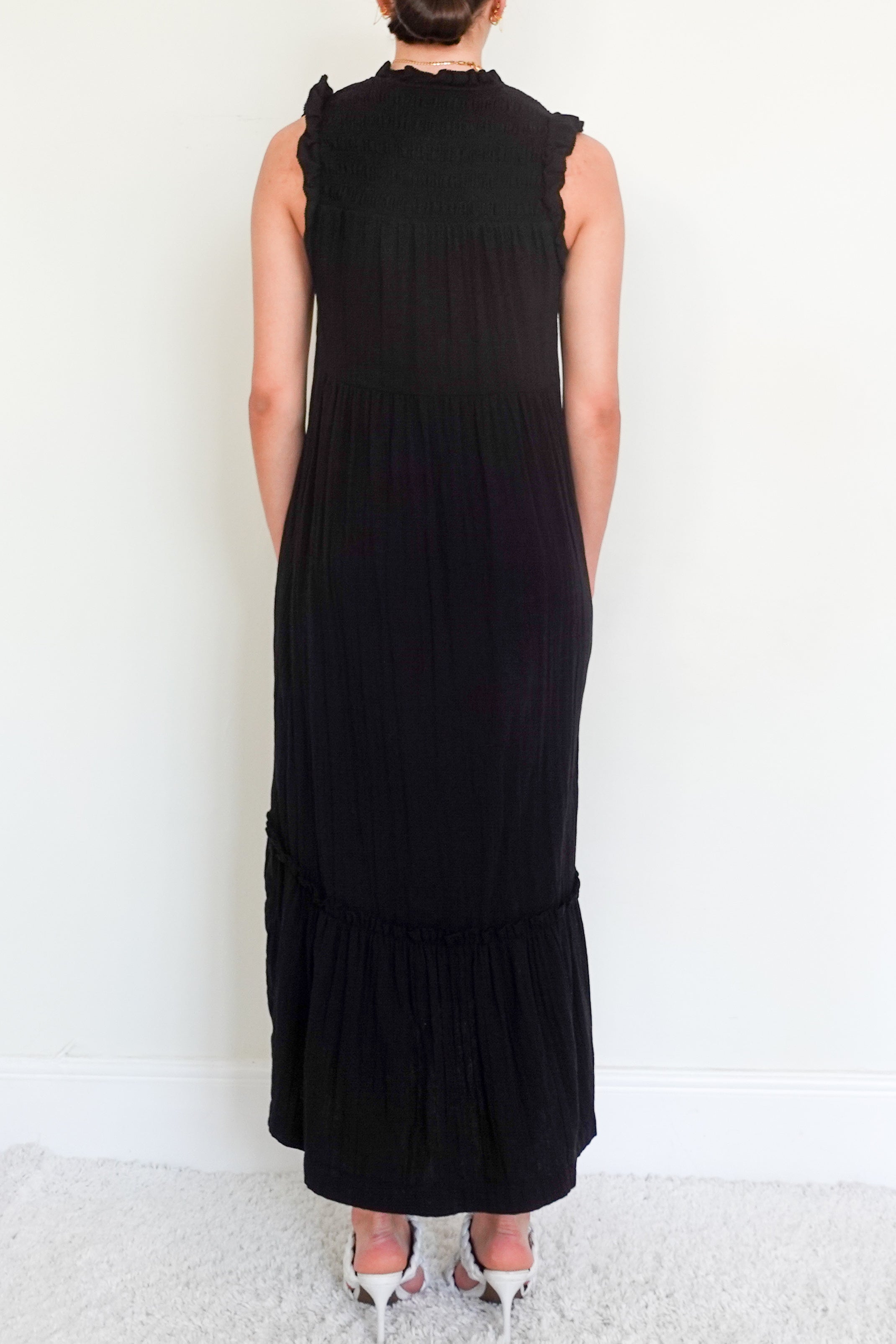 Black ruffle maxi dress RRP £150 final sale no returns