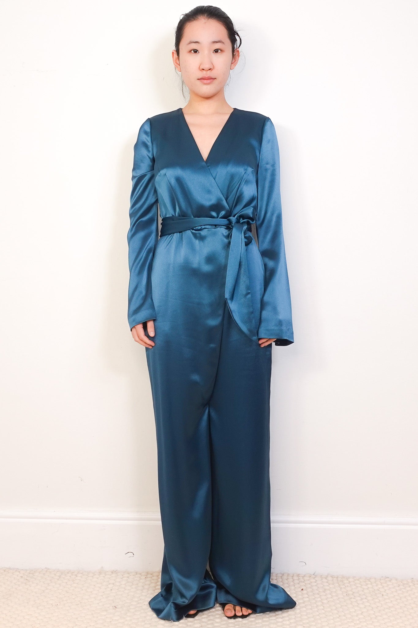 Galvan London Teal Green Satin Jumpsuit RRP £1100 | Authentic Preloved - Reloved Again