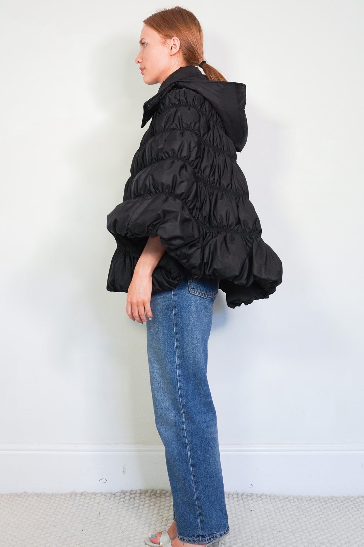 Chloe Down Panelled Black Cape (RRP £2300) | Authentic Preloved