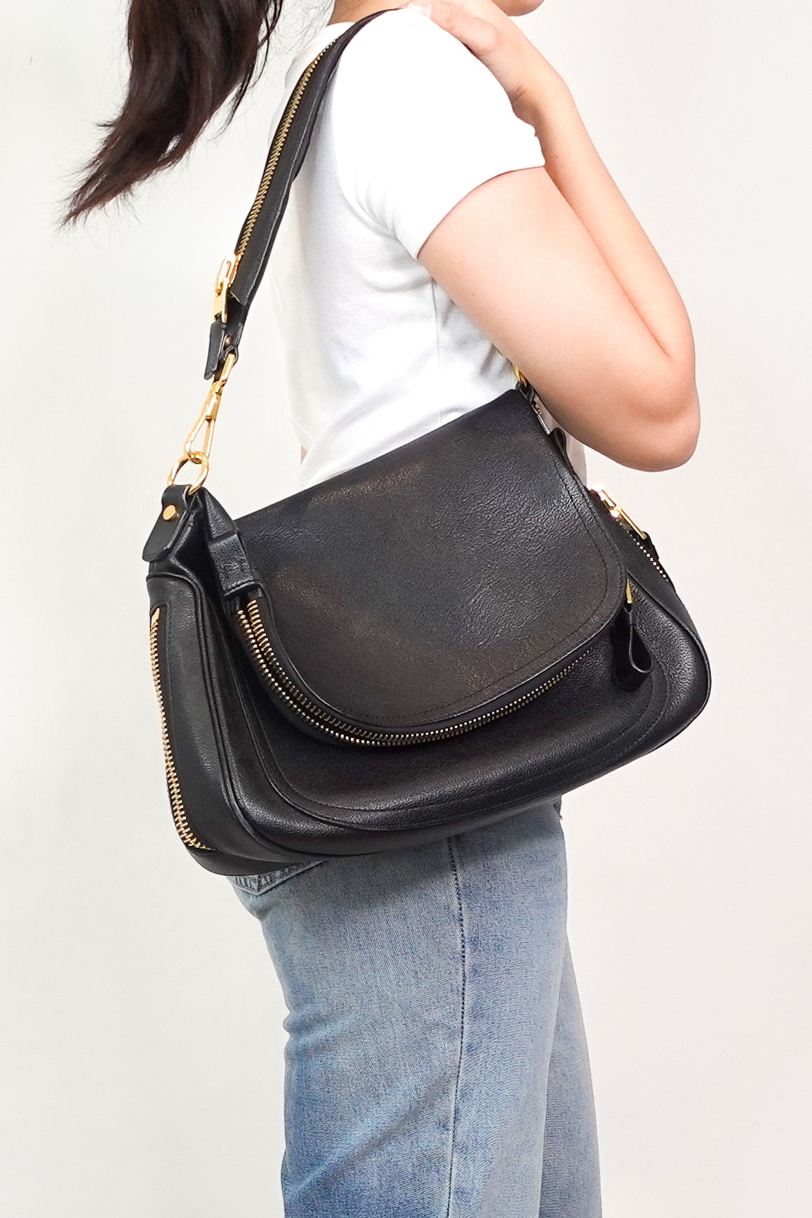 CURRENT SEASON Tom Ford Jennifer Black Leather Bag RRP £1660 | Authentic Preloved - Reloved Again