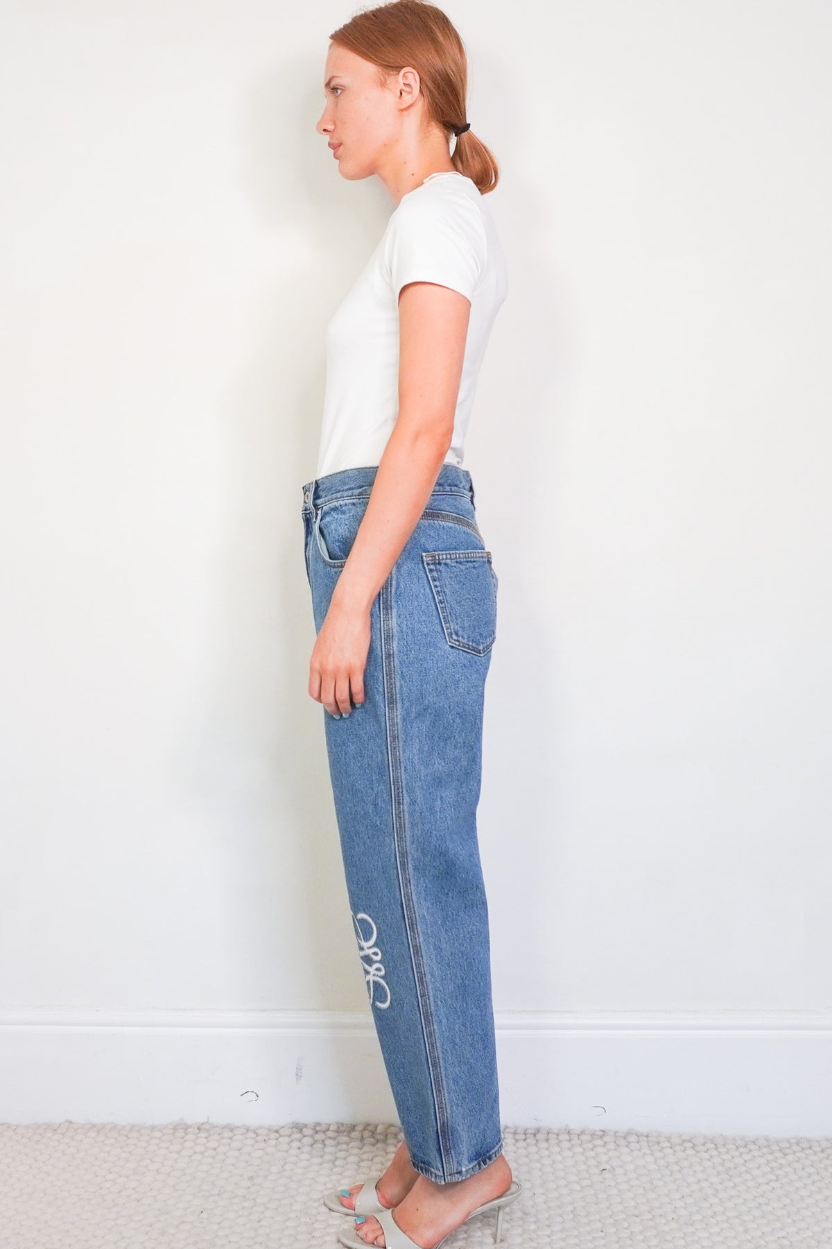 NEW Loewe Anagram Crop Mid Blue Jeans (RRP £750) | Authentic Preloved