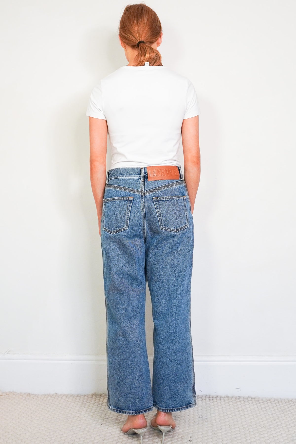 NEW Loewe Anagram Crop Mid Blue Jeans (RRP £750) | Authentic Preloved