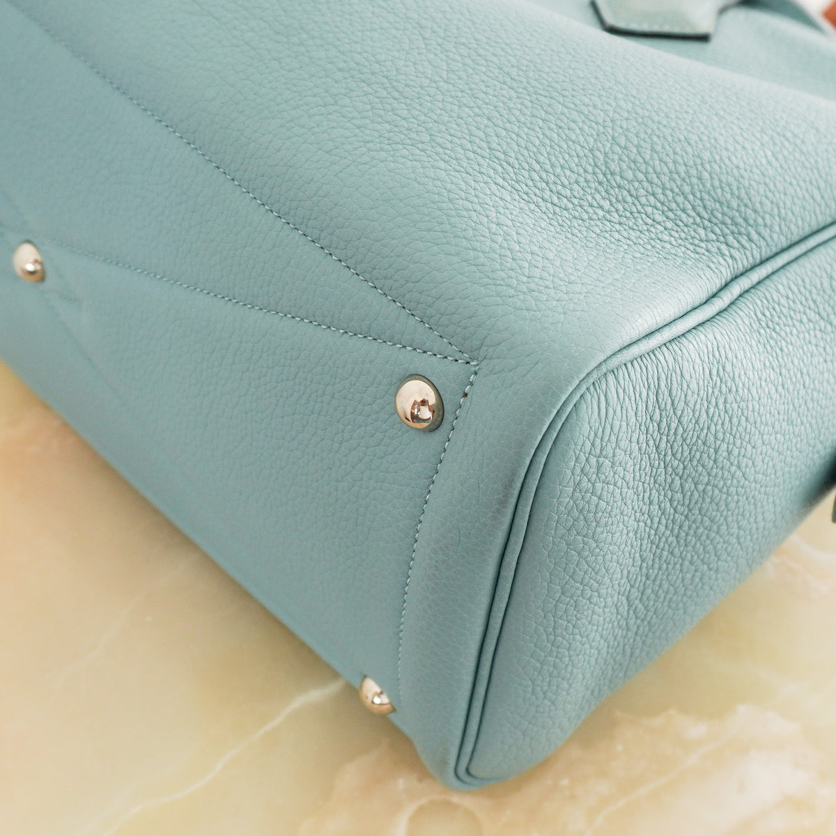 Hermès Taurillon Clemence Victoria II 43 in Palladium Blue | Authentic Preloved