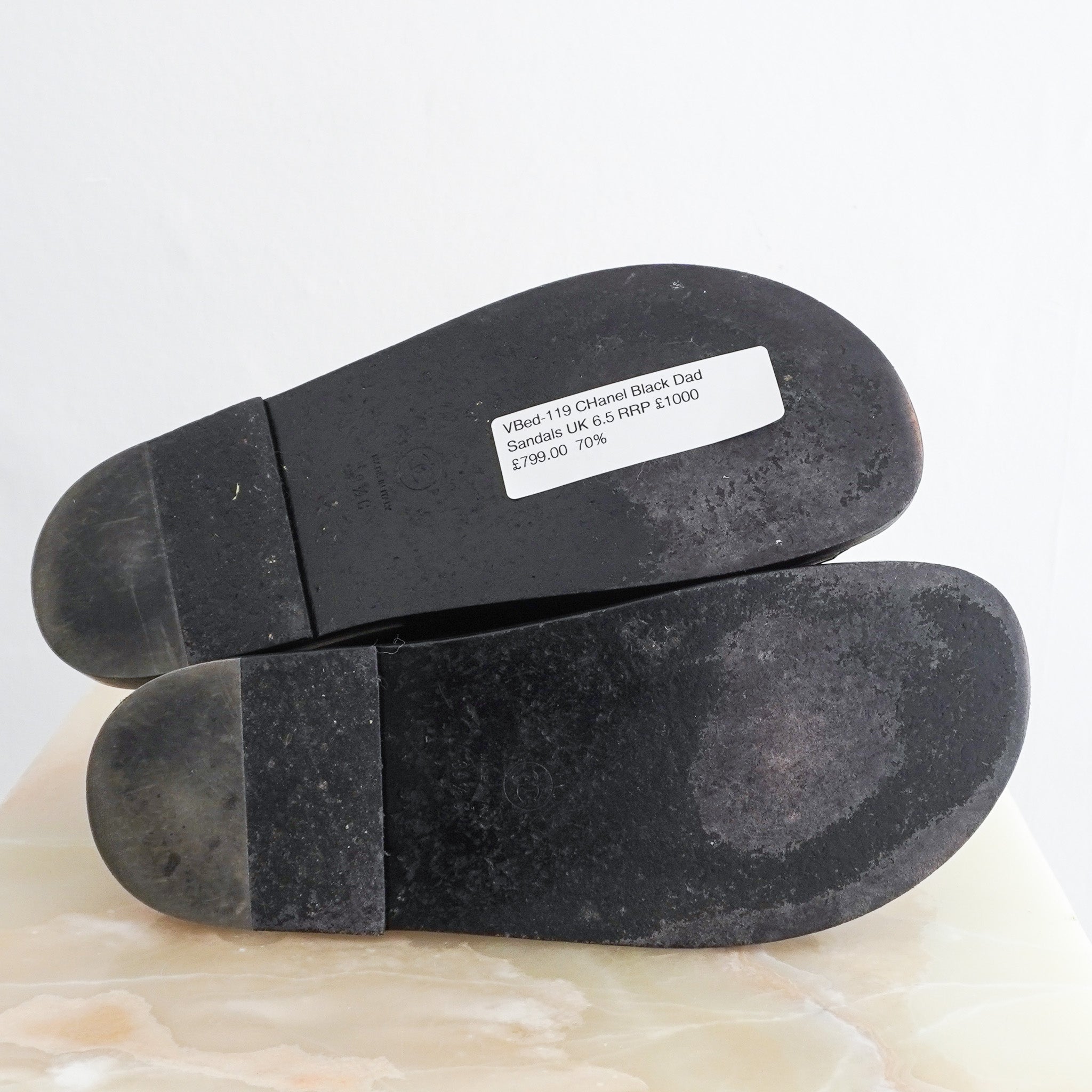 Chanel Black Quilted Leather Dad Sandals (RRP £1000) | Authentic Preloved