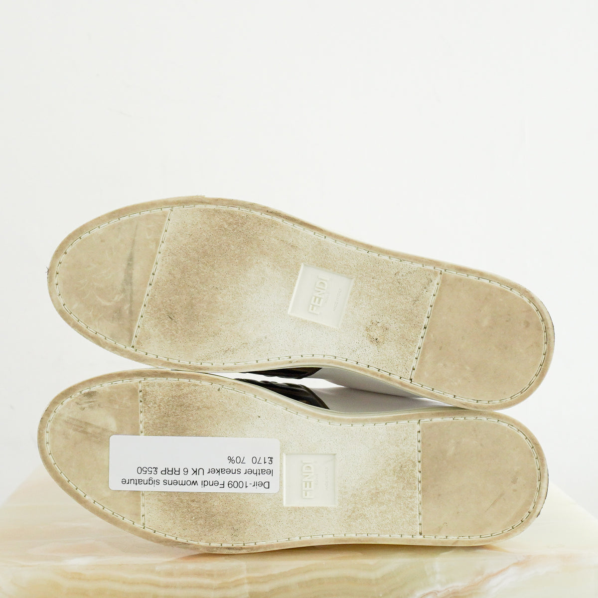 Fendi Signature FF Leather Buckle Trainers (RRP £550) | Authentic Preloved