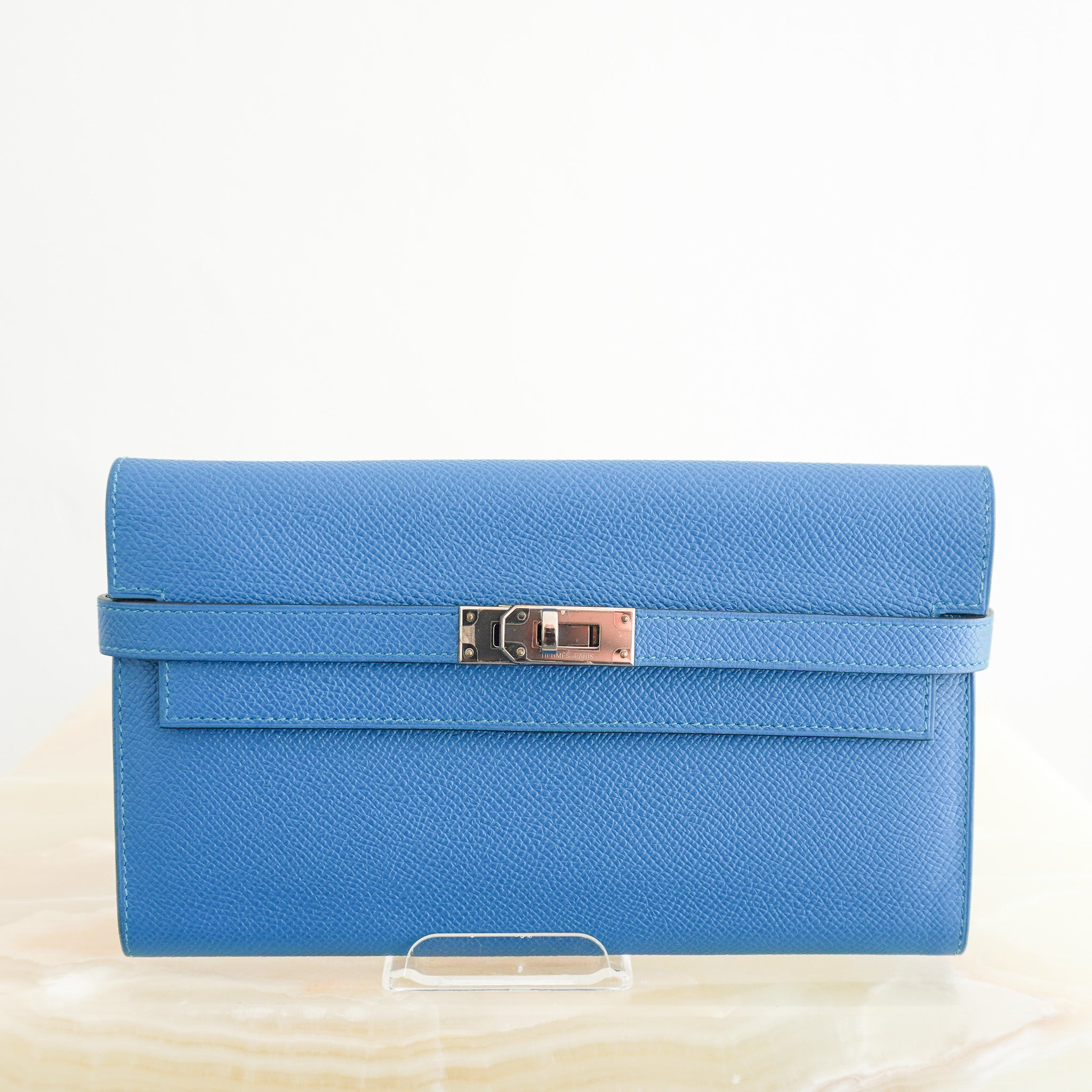 Hermès Kelly To Go Wallet in Blue Epsom Leather (RRP £4,400) | Authentic Preloved - Reloved Again