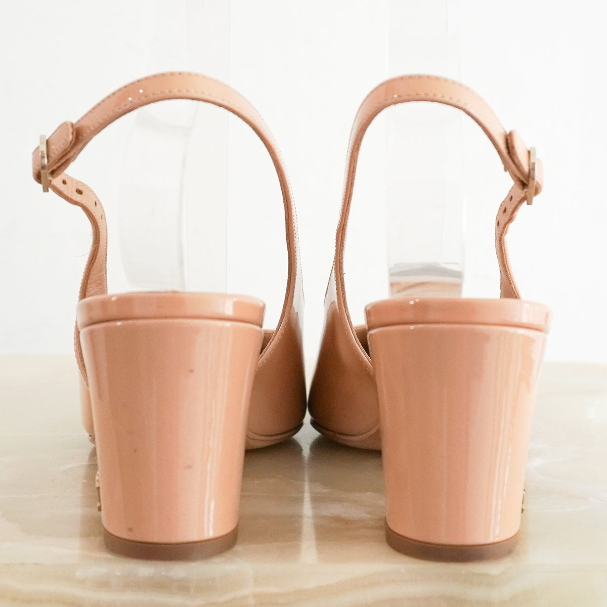 Chanel Beige Patent Slingbacks (RRP £1000) | Authentic Preloved
