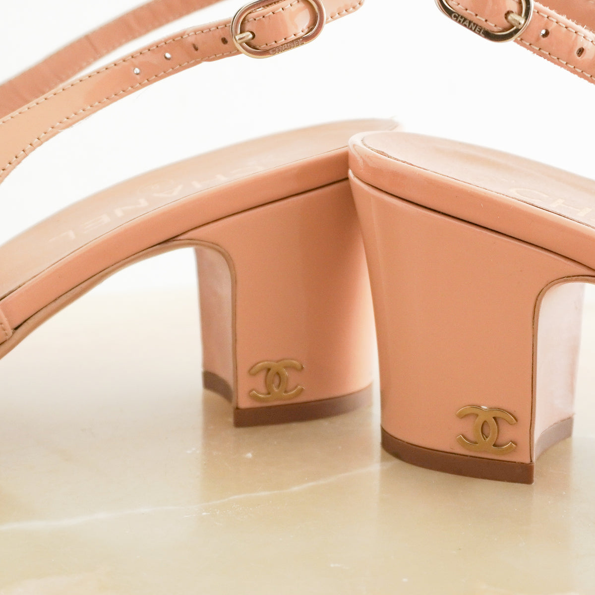Chanel Beige Patent Slingbacks (RRP £1000) | Authentic Preloved