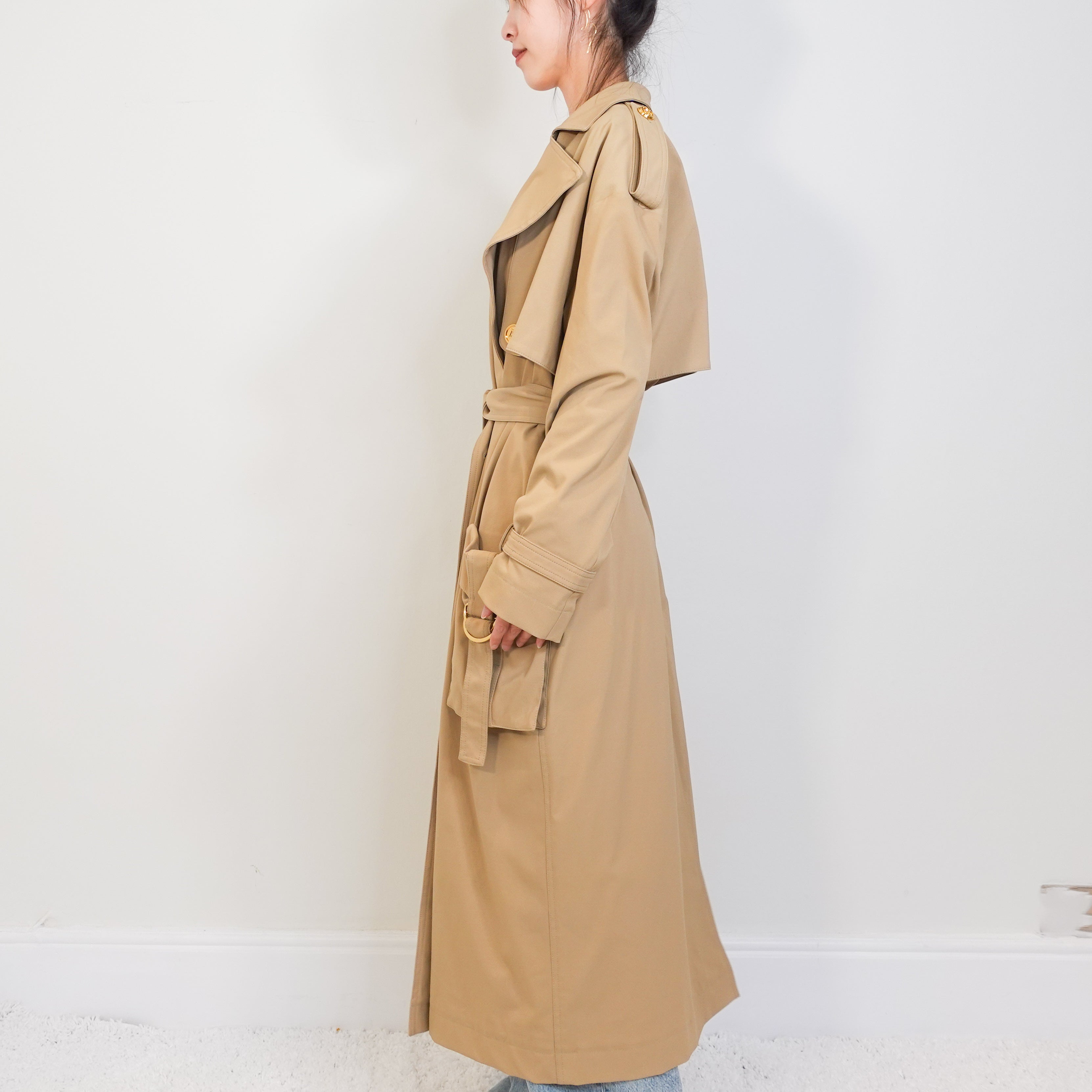 Balmain Paris Beige Maxi Length Cotton Twill Trench RRP £2800 | Authentic Preloved