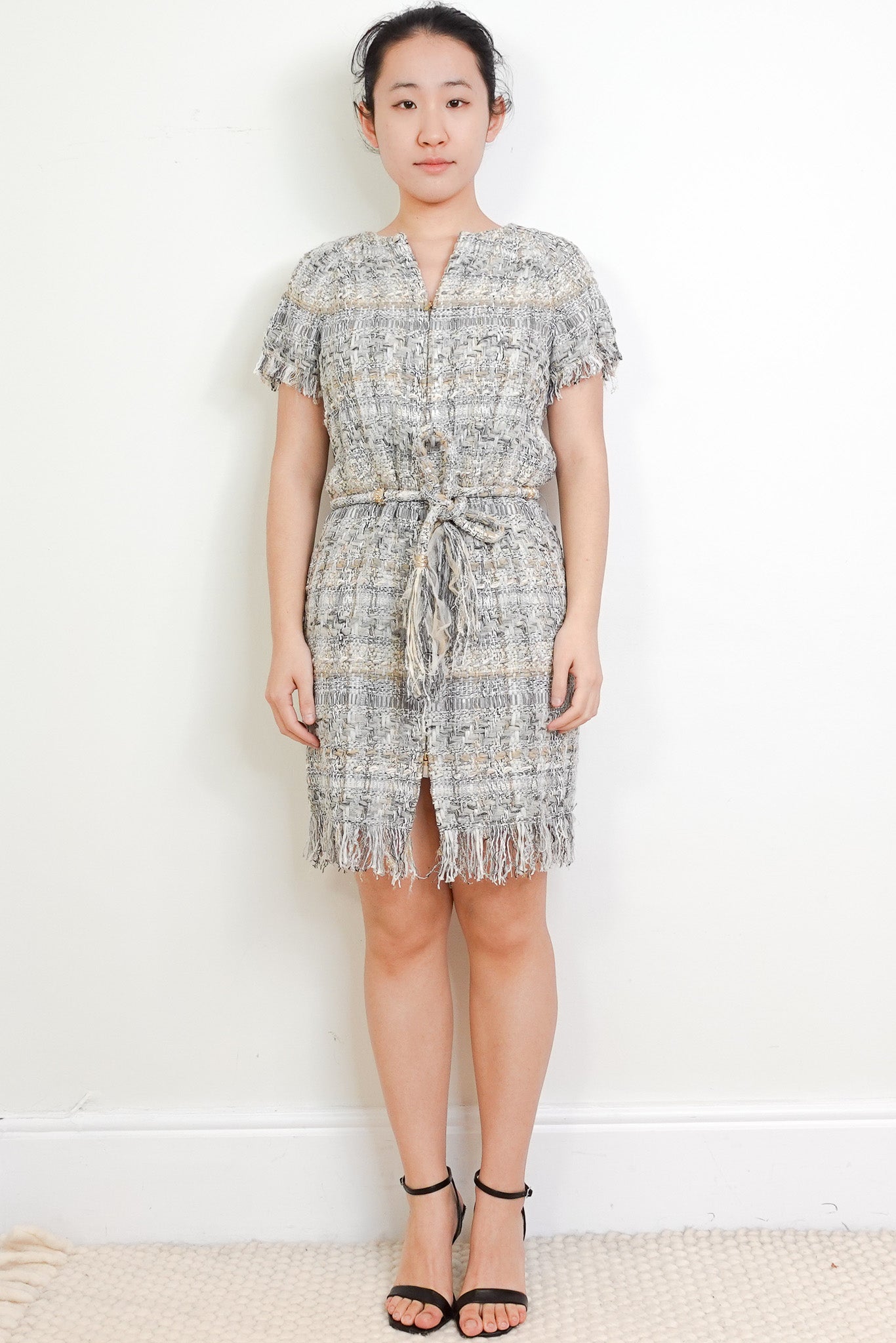 NEW Chanel Grey Woven Boucle Mini Dress RRP £3650 | Authentic Preloved - Reloved Again