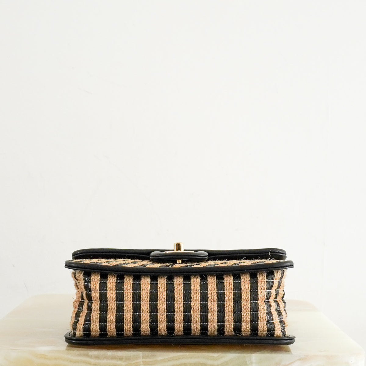 Chanel Black & Natural Woven Raffia Mini Classic Flap Bag (RRP £8000) | Authentic Preloved