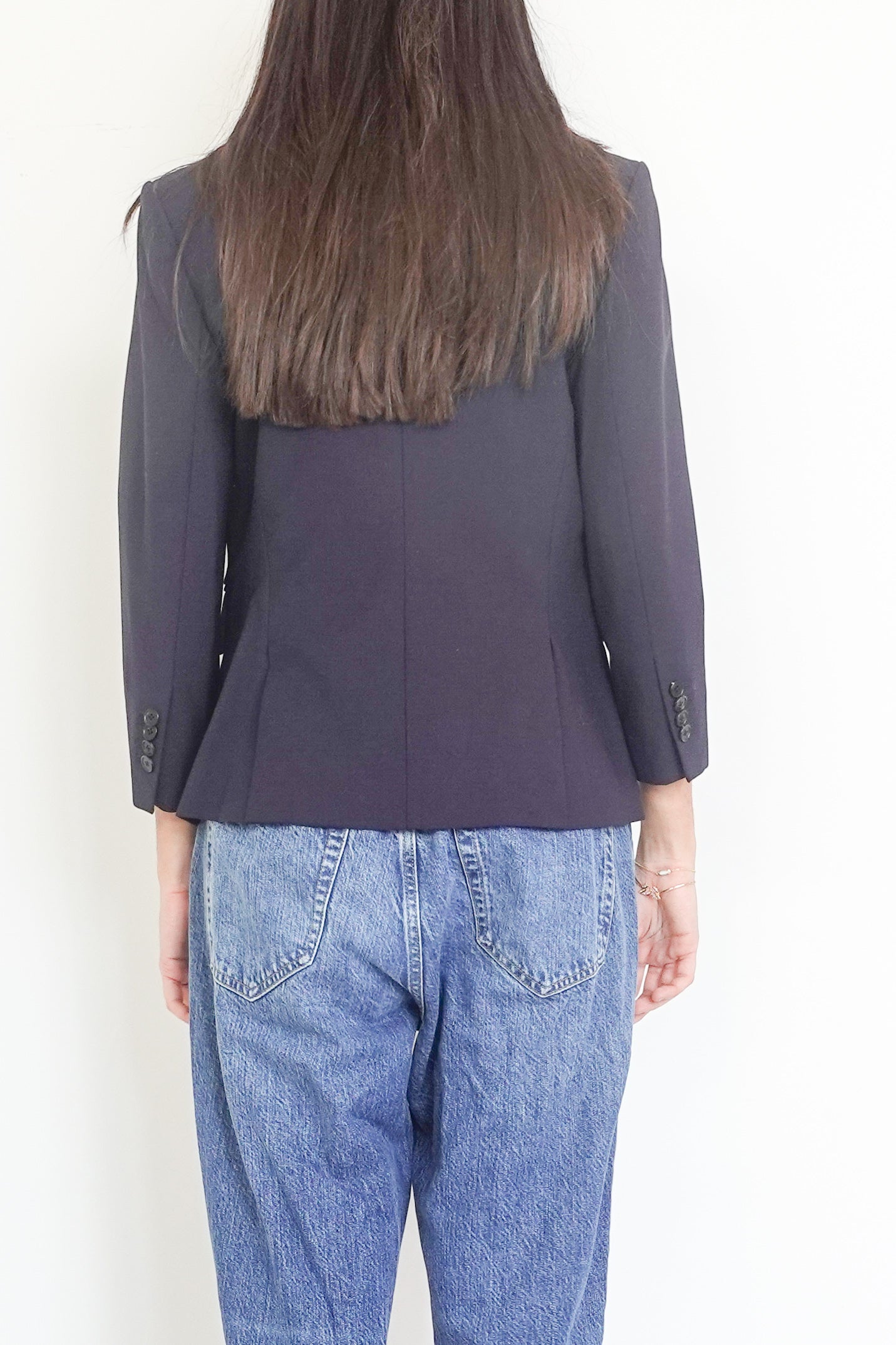 Navy cropped sleeve blazer RRP £300