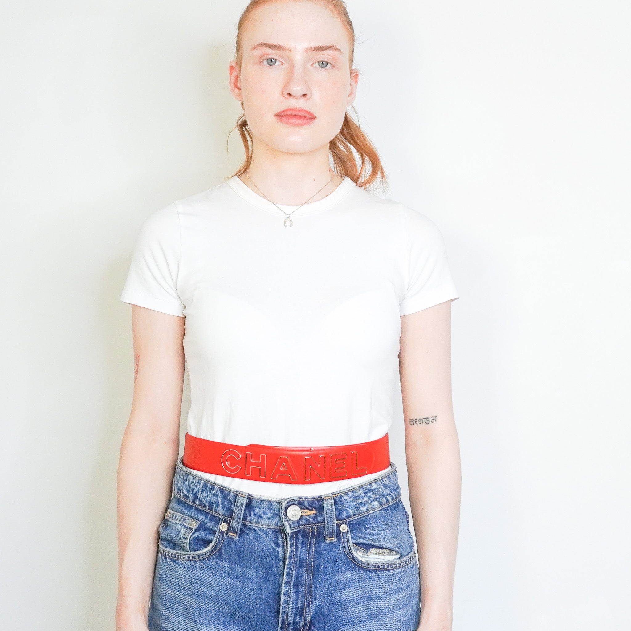 Chanel Logo Letter Belt in Red Calfskin Leather £860 | Authentic Preloved