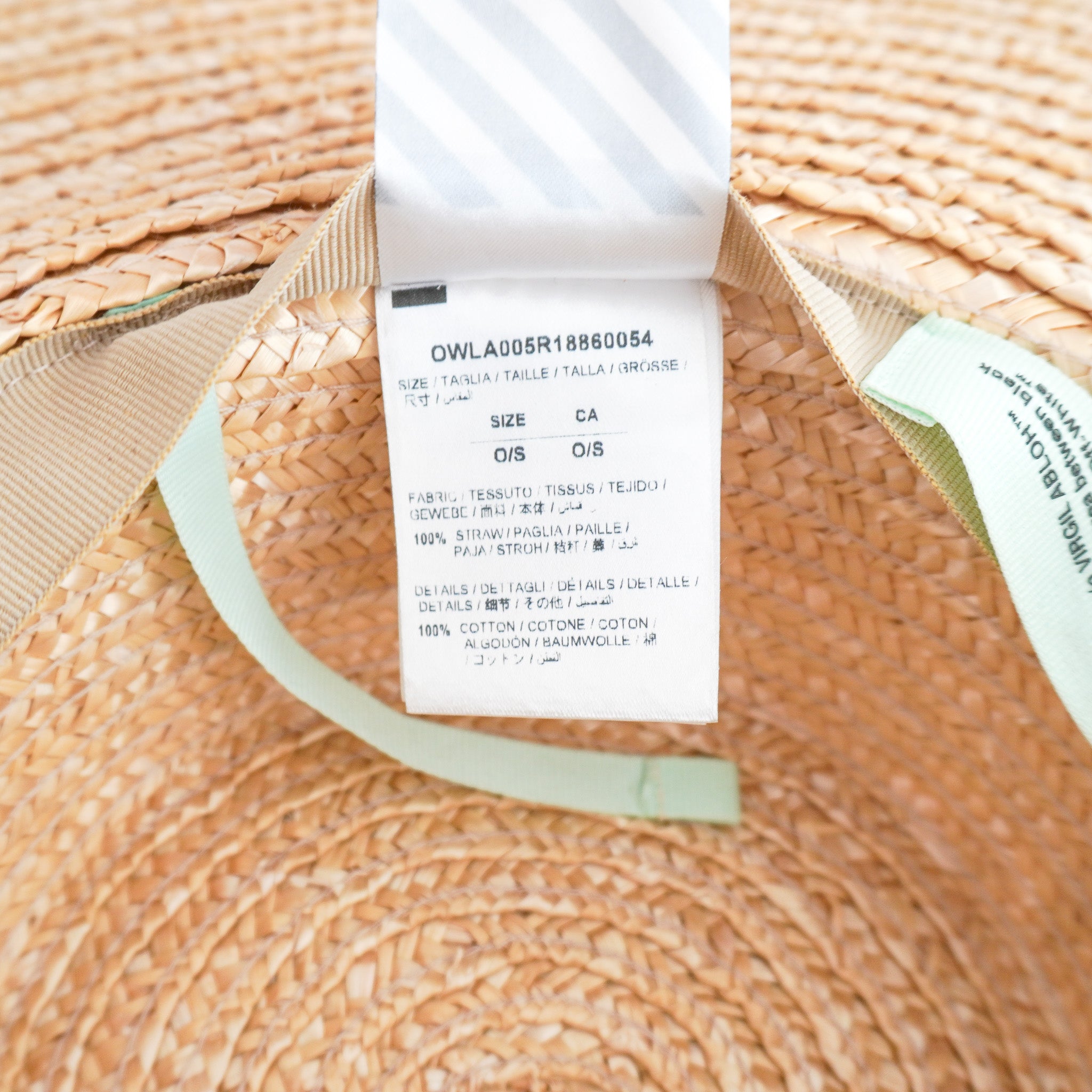 Off White Straw Wide Brim Boater Hat RRP £175 | Authentic Preloved FINAL SALE