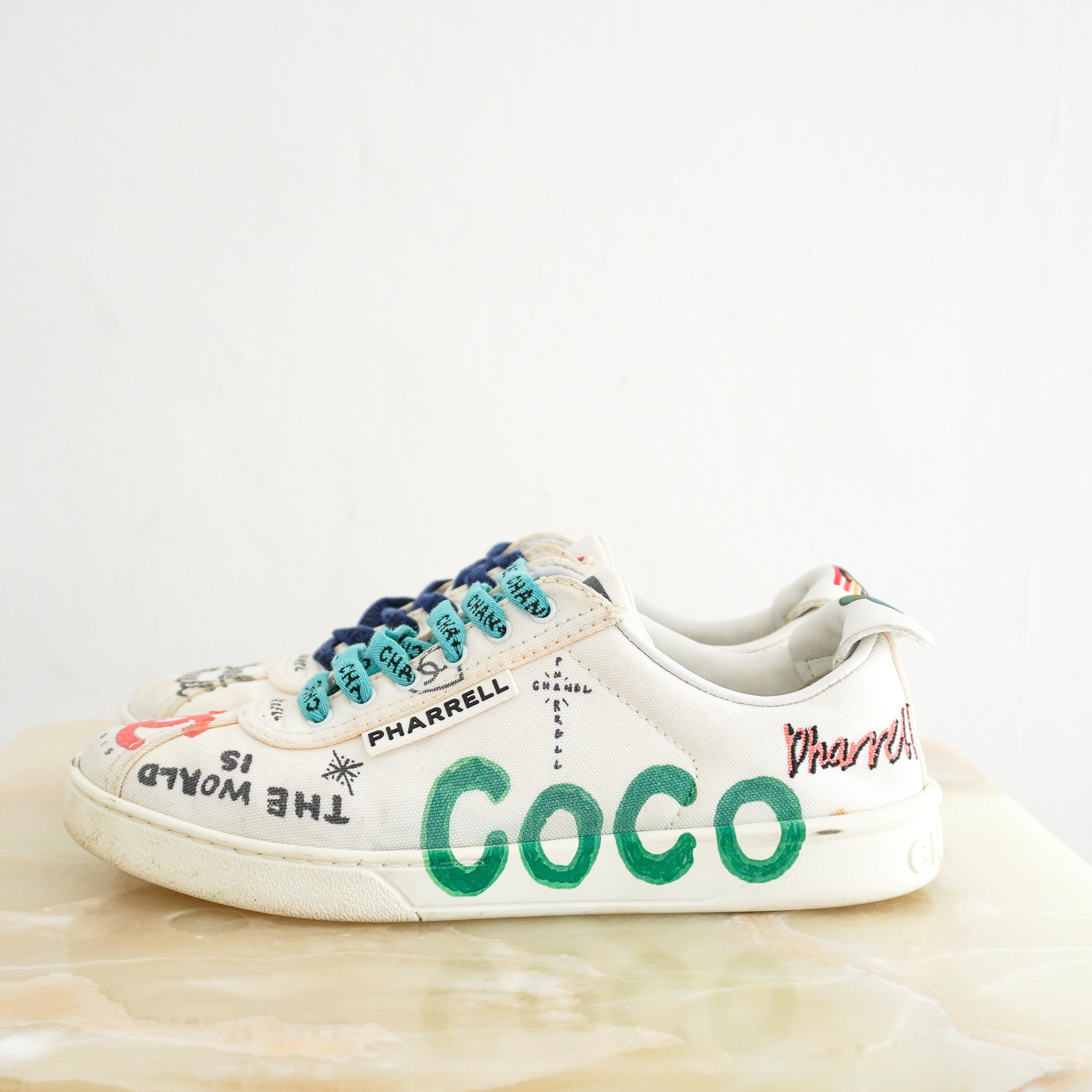 Chanel x Pharrell White Multi-Colour Graffiti Sneakers (RRP £1,197) | Authentic Preloved