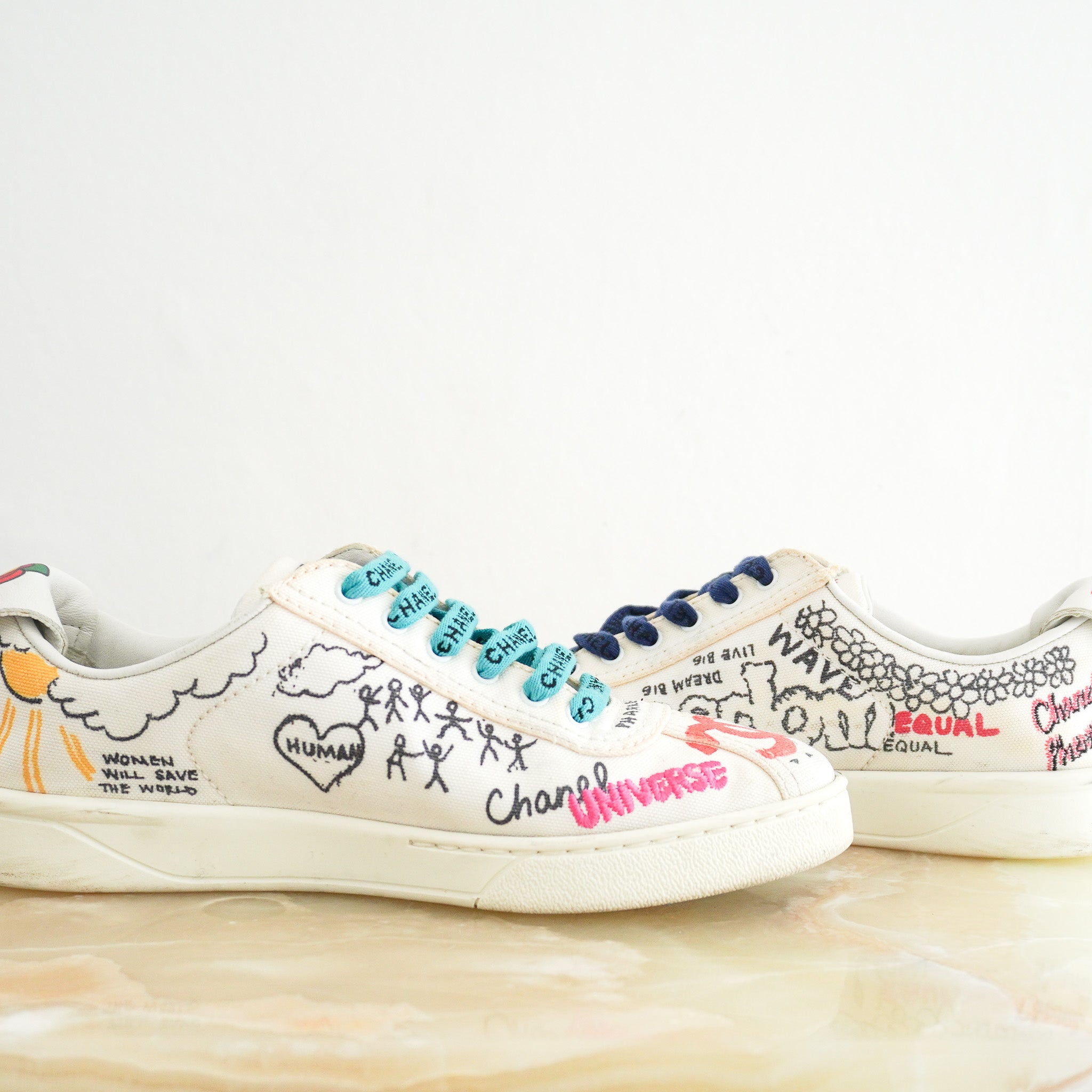 Chanel x Pharrell White Multi-Colour Graffiti Sneakers (RRP £1,197) | Authentic Preloved