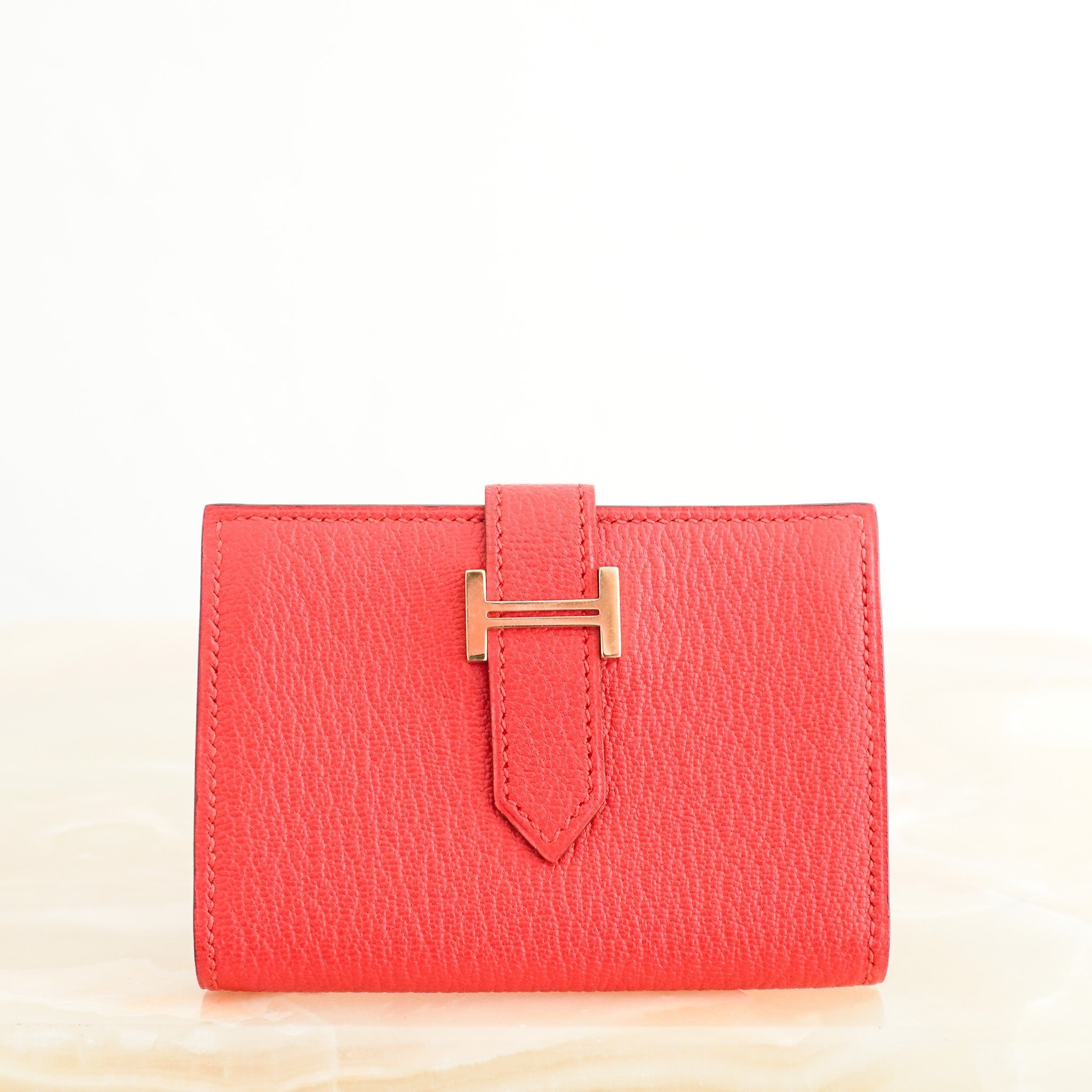 NEW Hermes Bearn Card Holder in Red (RRP £1700) | Authentic Preloved - Reloved Again
