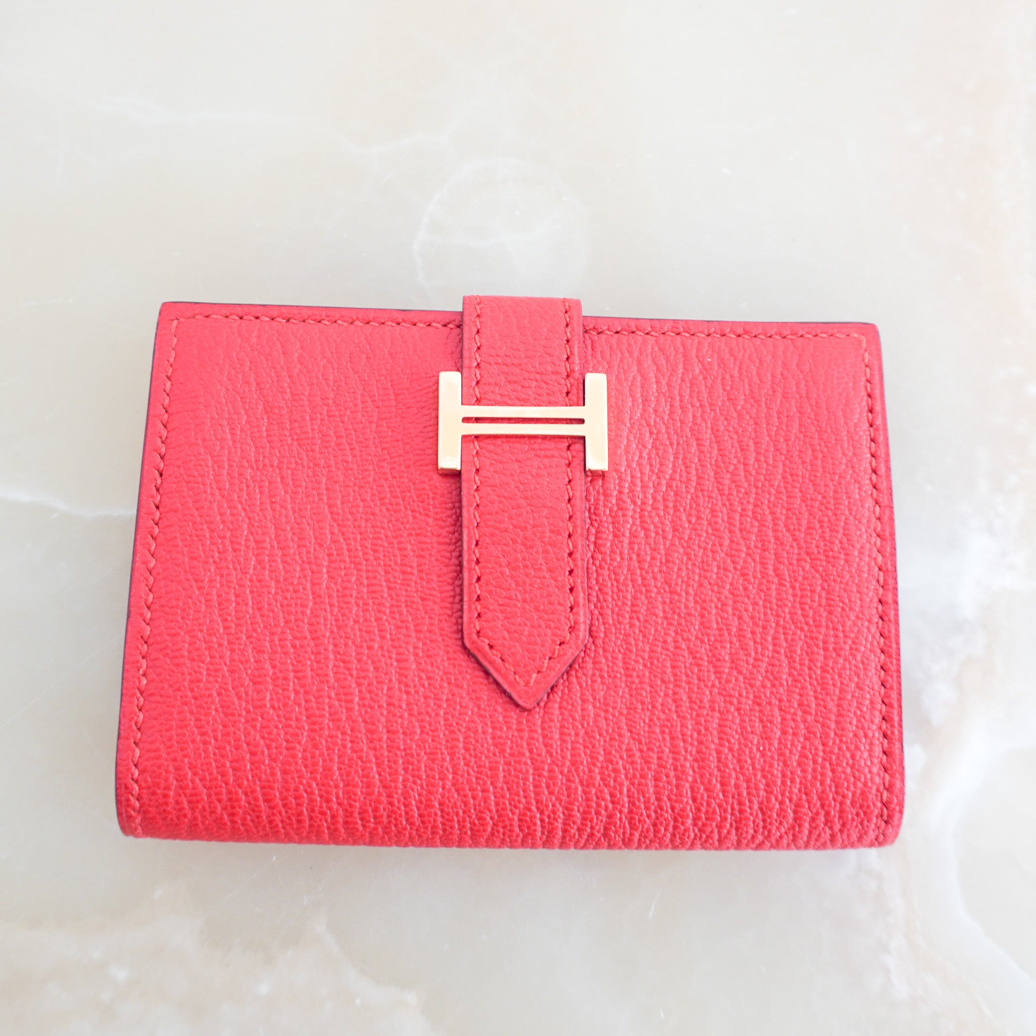 NEW Hermes Bearn Card Holder in Red (RRP £1700) | Authentic Preloved