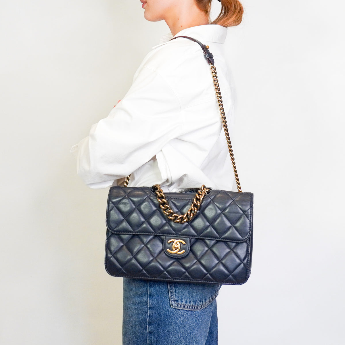 Chanel Large Perfect Edge Flap Bag Navy Quilted Lambskin | Authentic Preloved - Reloved Again