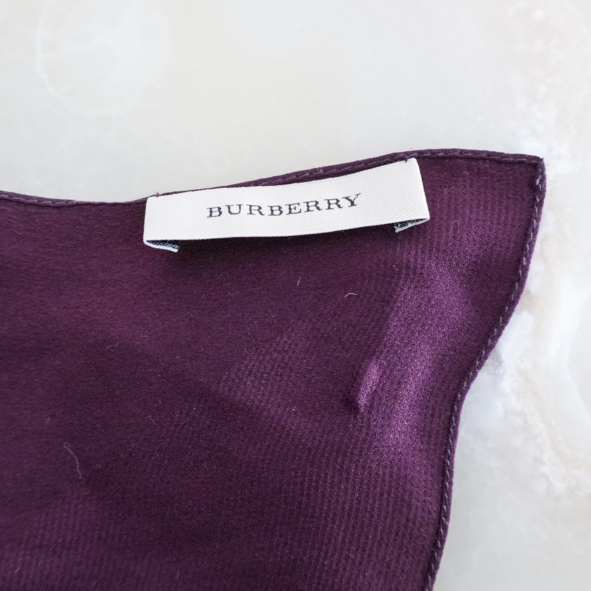 Burberry Burgundy Check Silk Scarf RRP £445 | Authentic Preloved FINAL SALE - Reloved Again