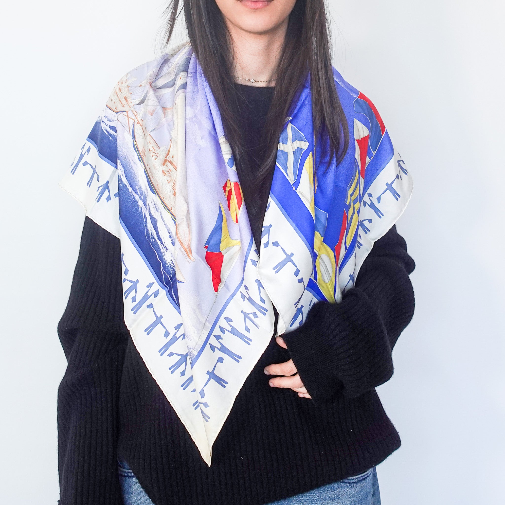 Boat print silk scarf RRP £470