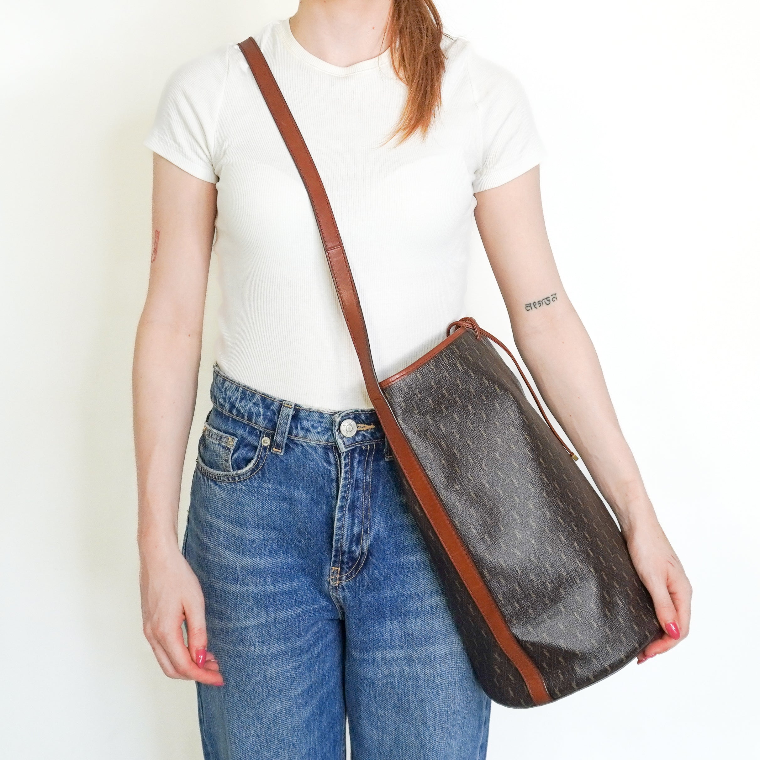 Saint Laurent Le Monogramme Bucket Bag in Brown Canvas (RRP £1645) | Authentic Preloved