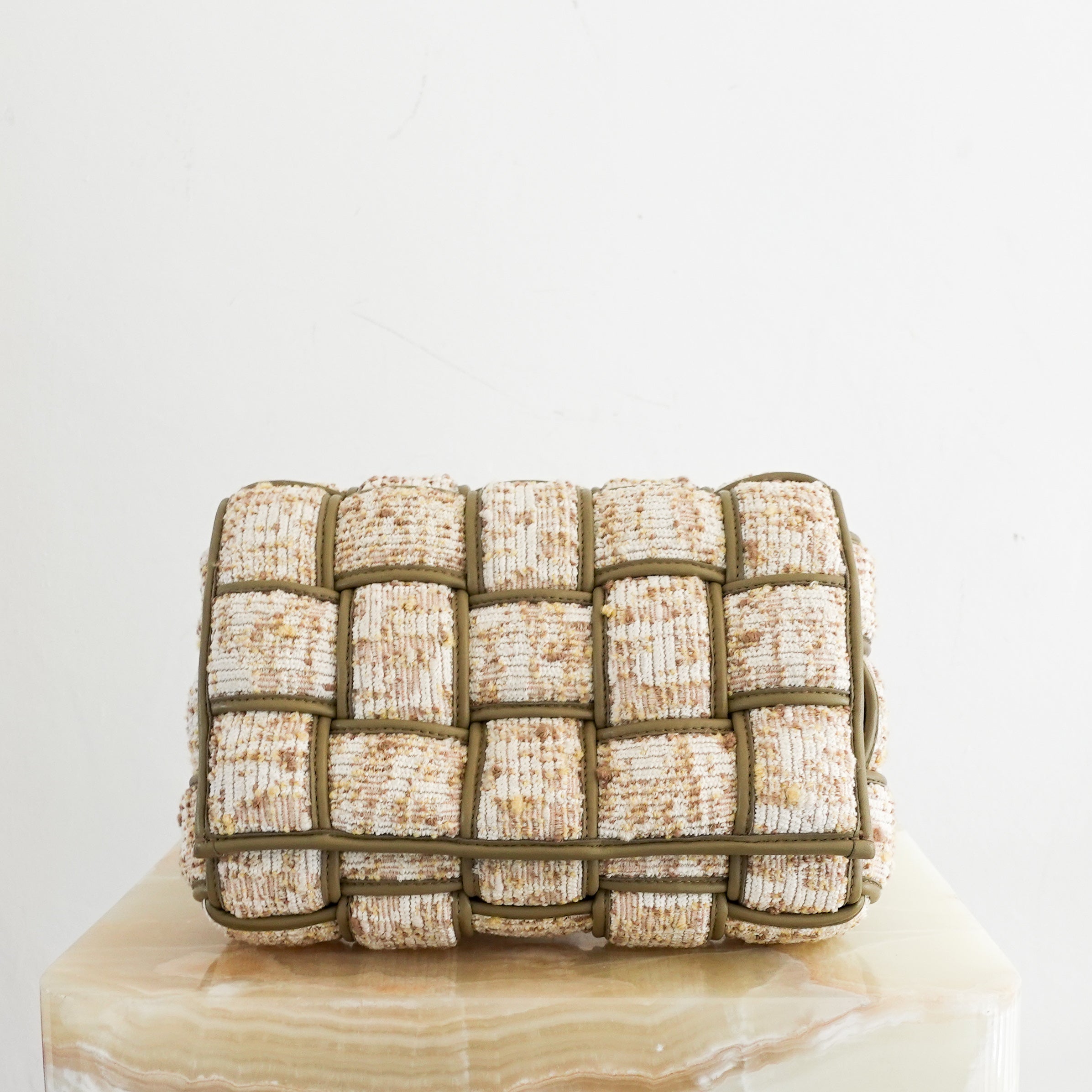 Bottega Veneta green tweed cassette bag RRP £3000 | Authentic Preloved