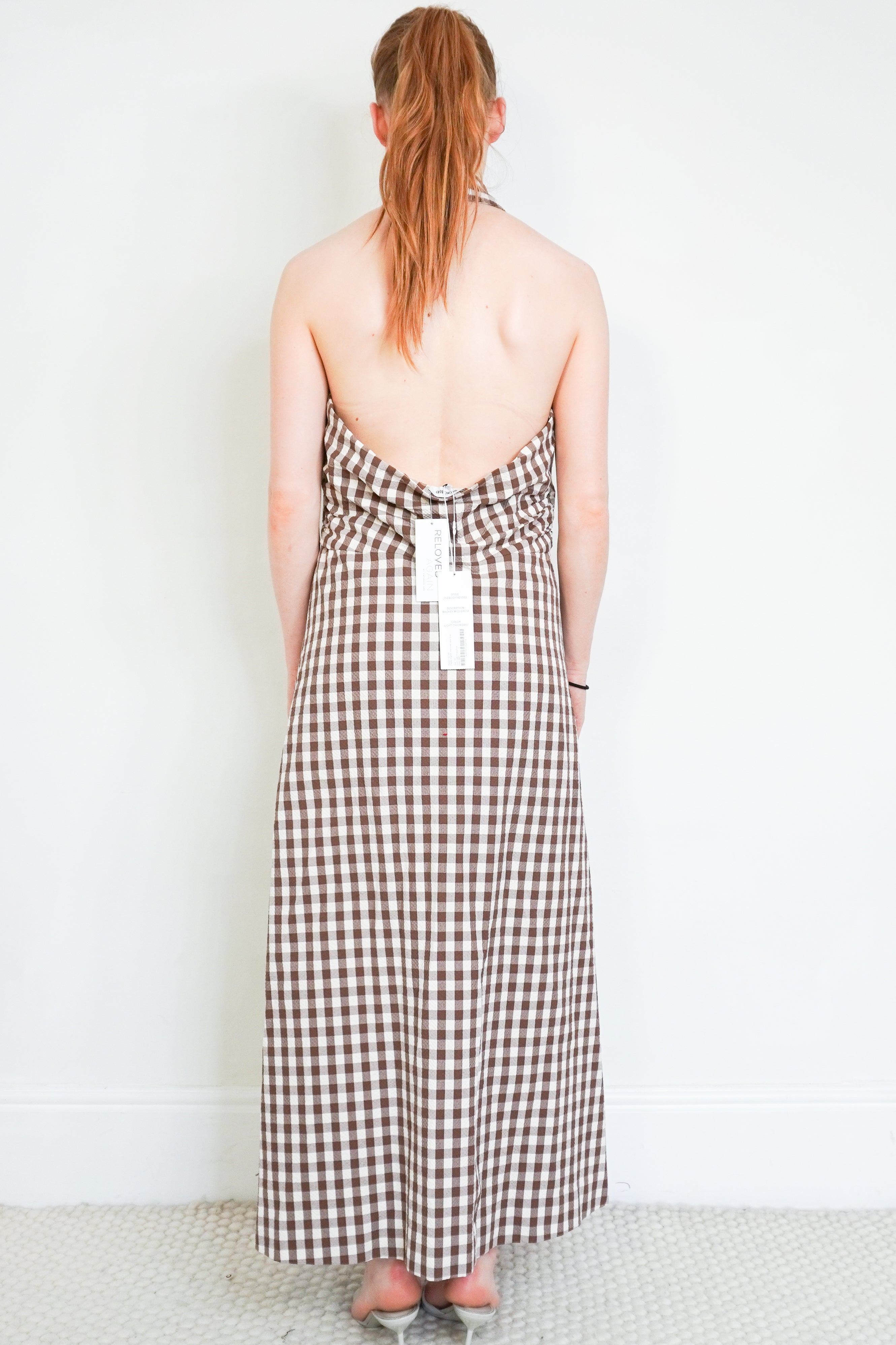NEW Veronica Beard Brown Gingham Seersucker Midi Dress (RRP £540) | Authentic Preloved