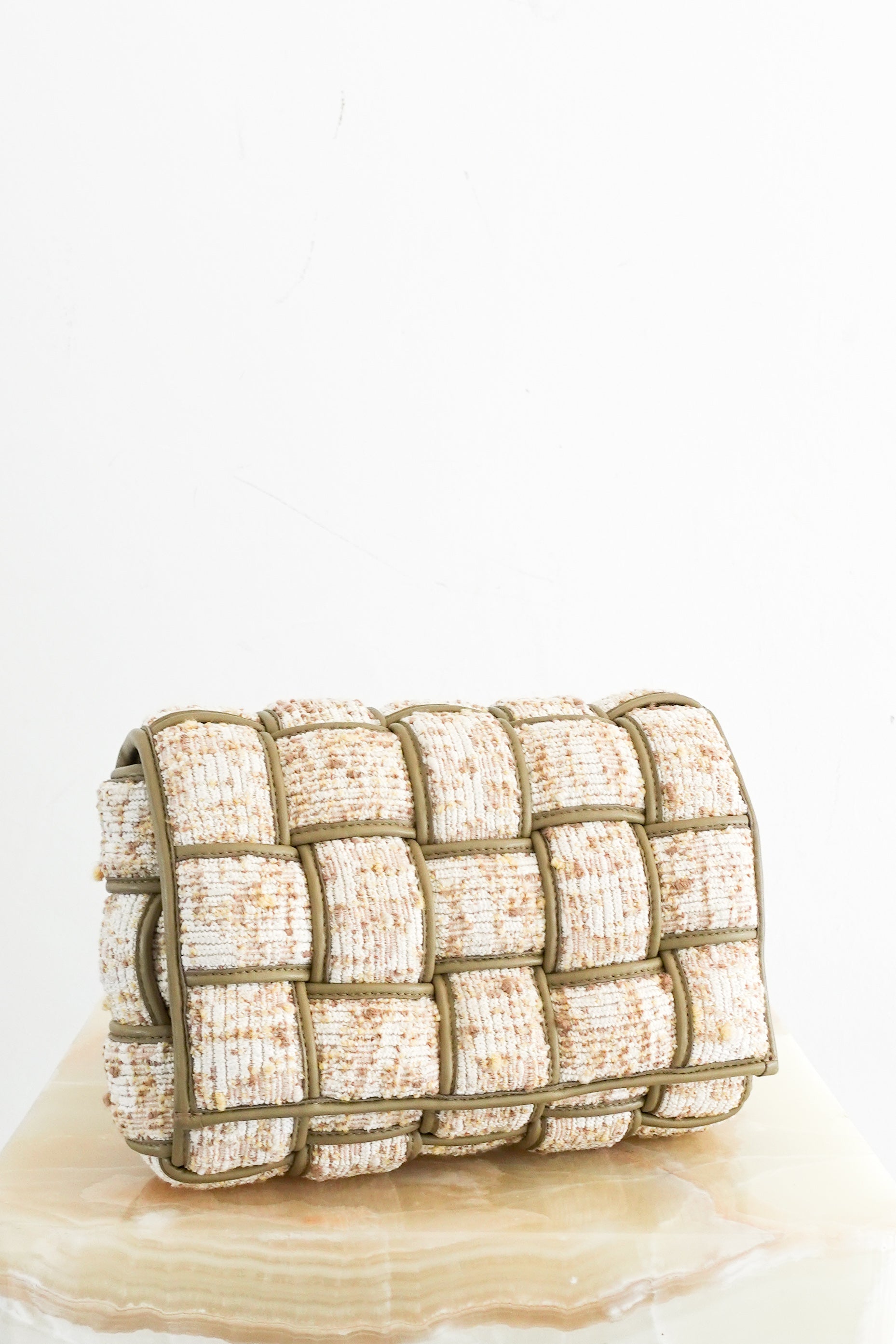 Bottega Veneta green tweed cassette bag RRP £3000 | Authentic Preloved