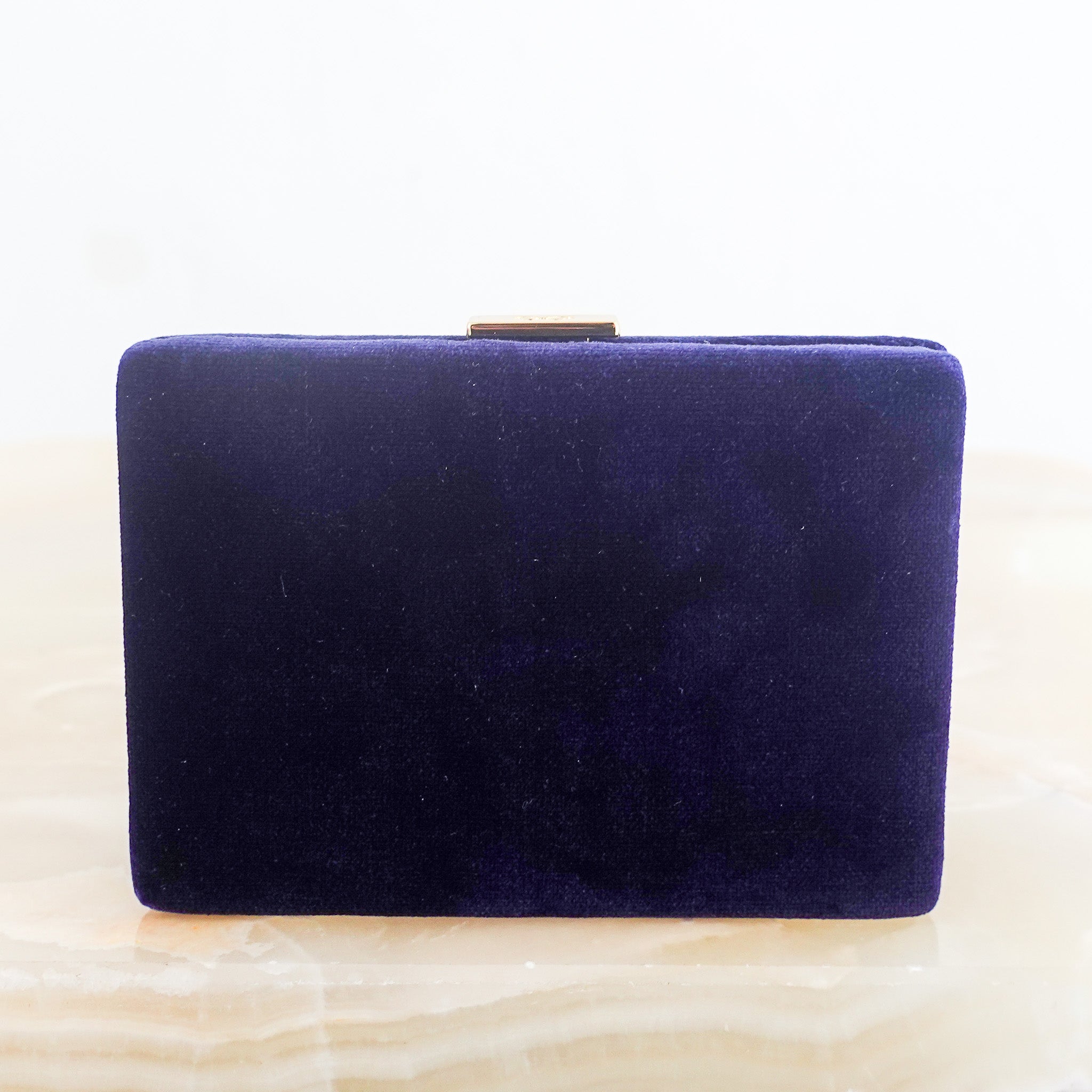 Blue velvet card holder RRP £195