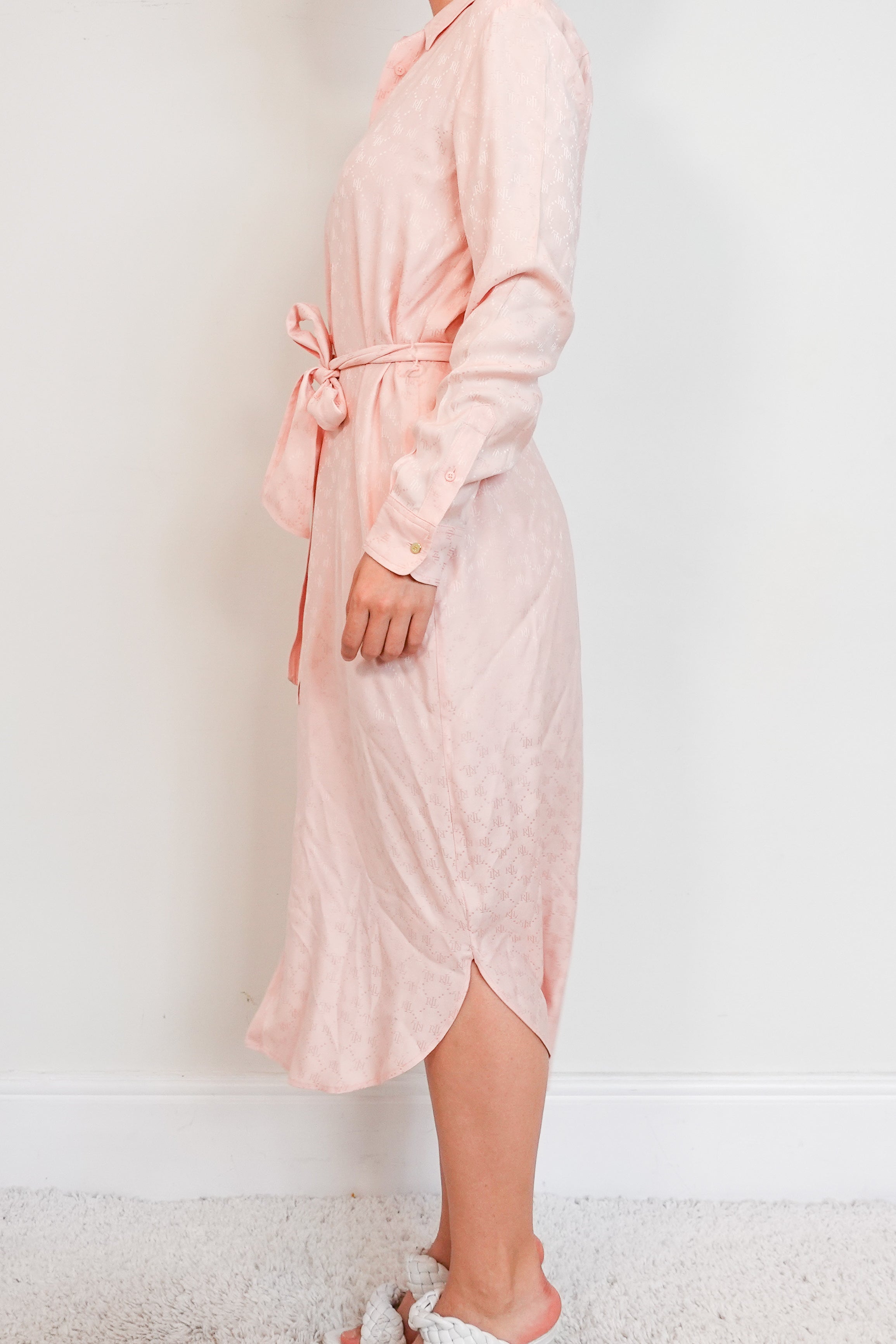 New Ralph Lauren jacquard logo pink shirt dress RRP £225 | Authentic Preloved