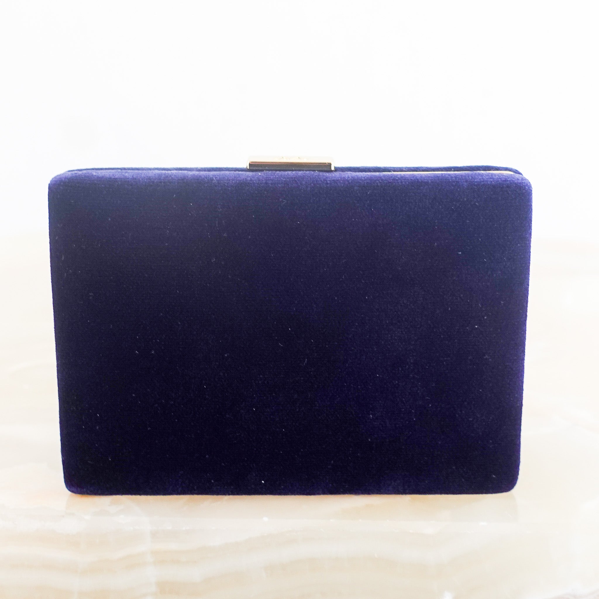 Blue velvet card holder RRP £195