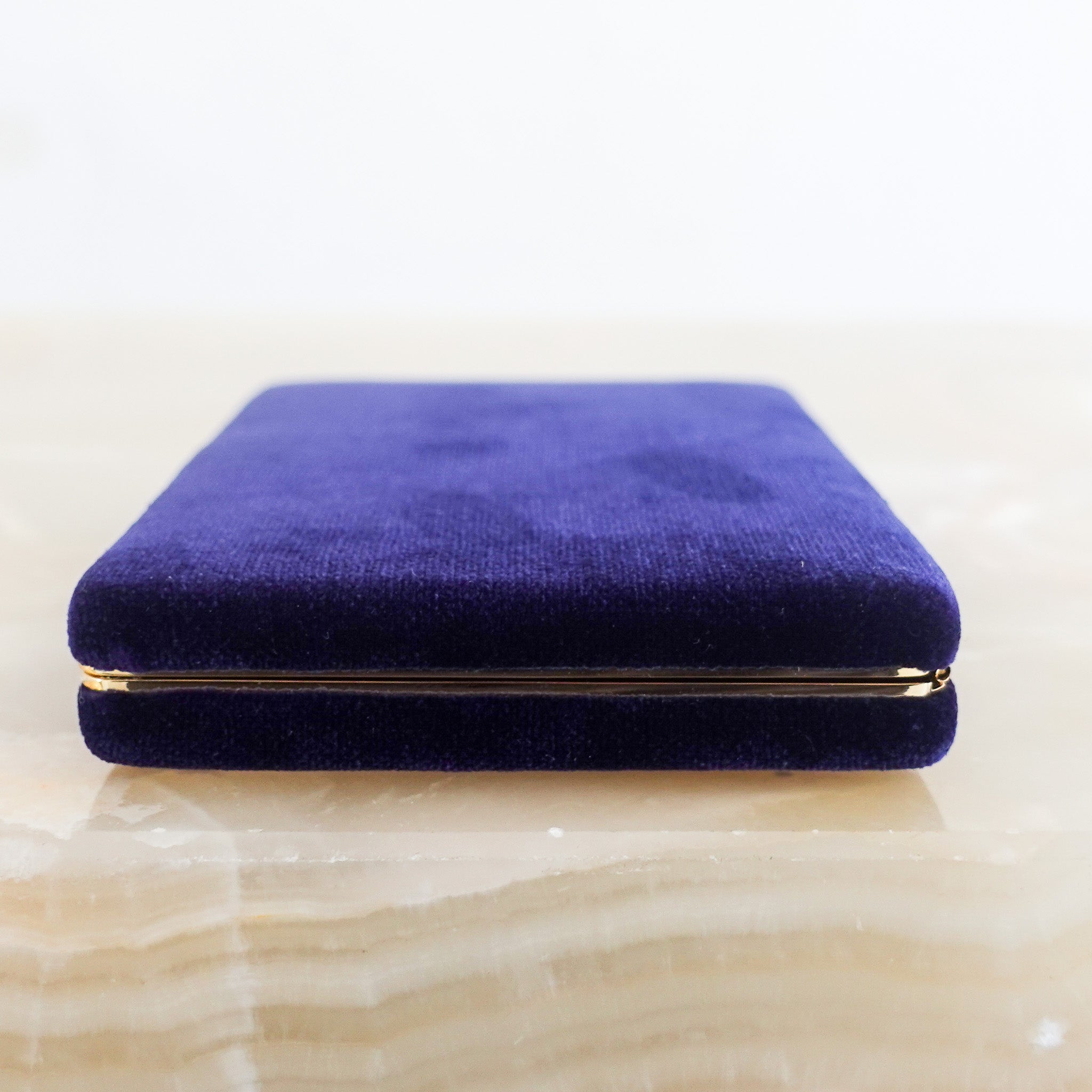Blue velvet card holder RRP £195